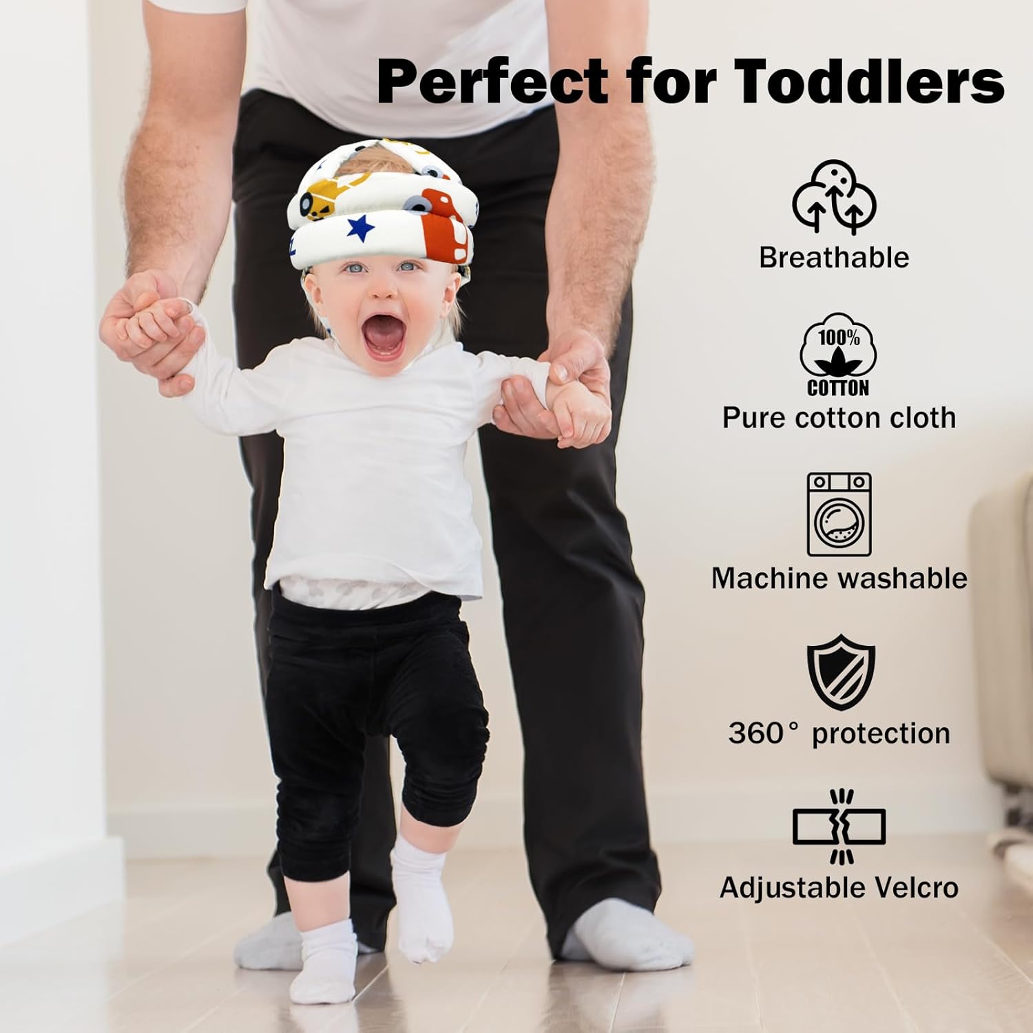 Protector de cabeza de bebé para gatear caminando, casco de bebé ajustable sin golpes y cojín suave, gorra de seguridad infantil para niños que
