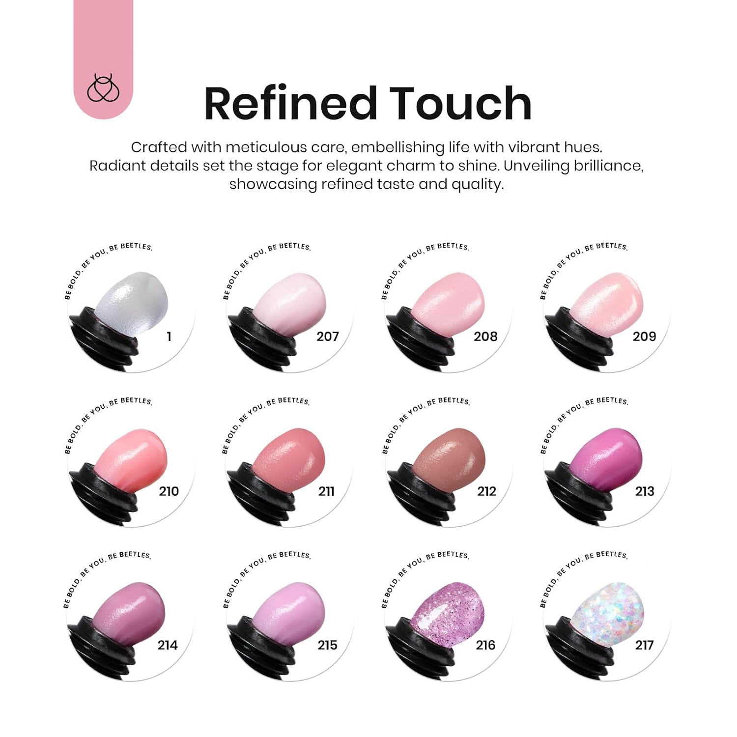 Beetles – Kit de gel de extensión de uñas de 12 colores, transparente, rosa, morado, marrón, purpurina neutra, kit de gel de extensión de uñas, gel