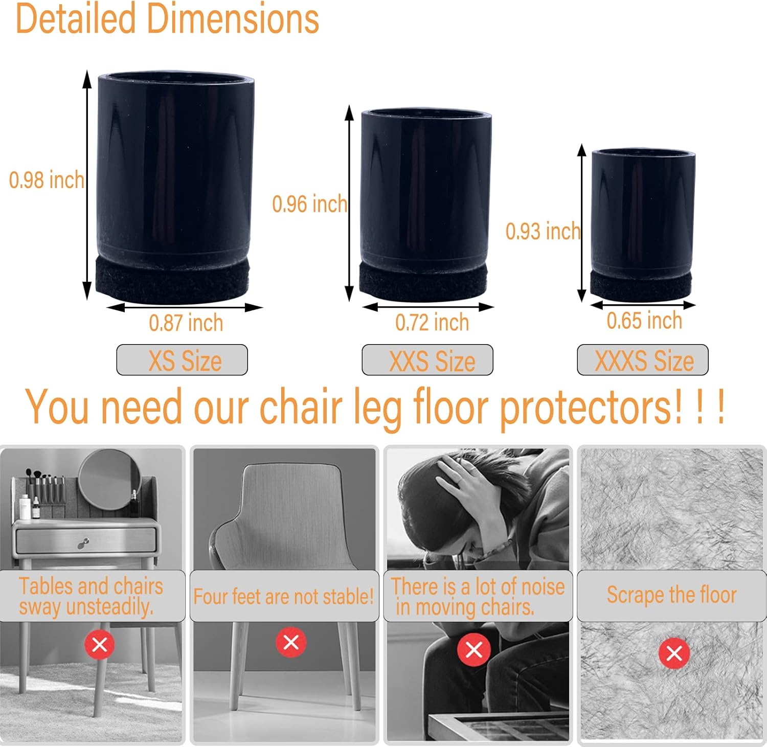Protectores de suelo para patas de silla con fieltro, fundas para patas de silla, almohadillas de fieltro para muebles, protectores de suelo para