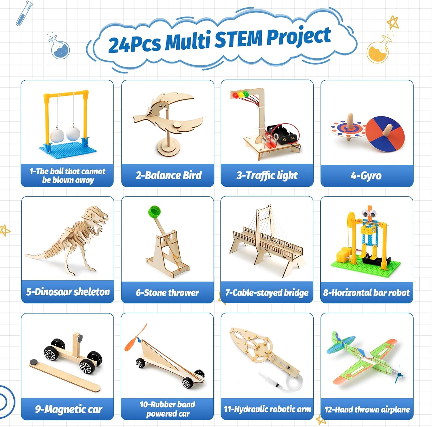 Calendario de Adviento de Navidad 2023, kit STEM de juguete con cuenta regresiva, calendario de Adviento y caja de regalo, kit educativo de ciencia,