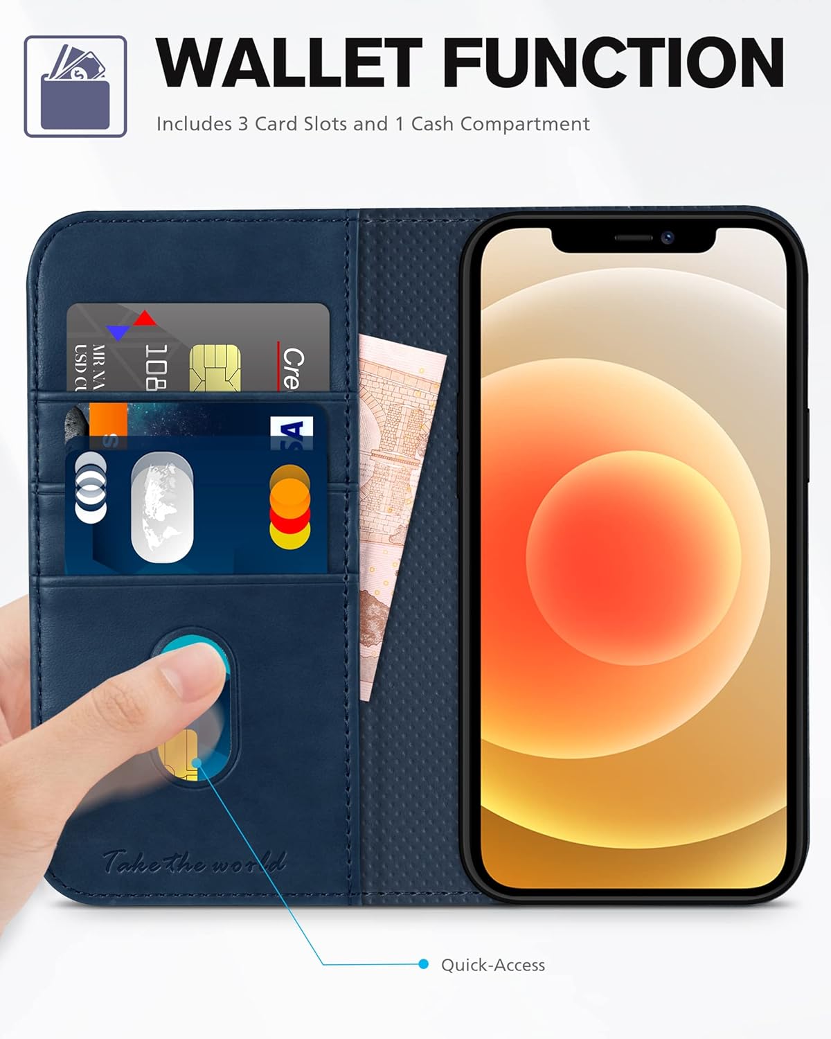 TUCCH Funda para iPhone 12 ProiPhone 12 5G, piel sintética, con función atril ranura para tarjetas funda funda interior de TPU protectora compatible