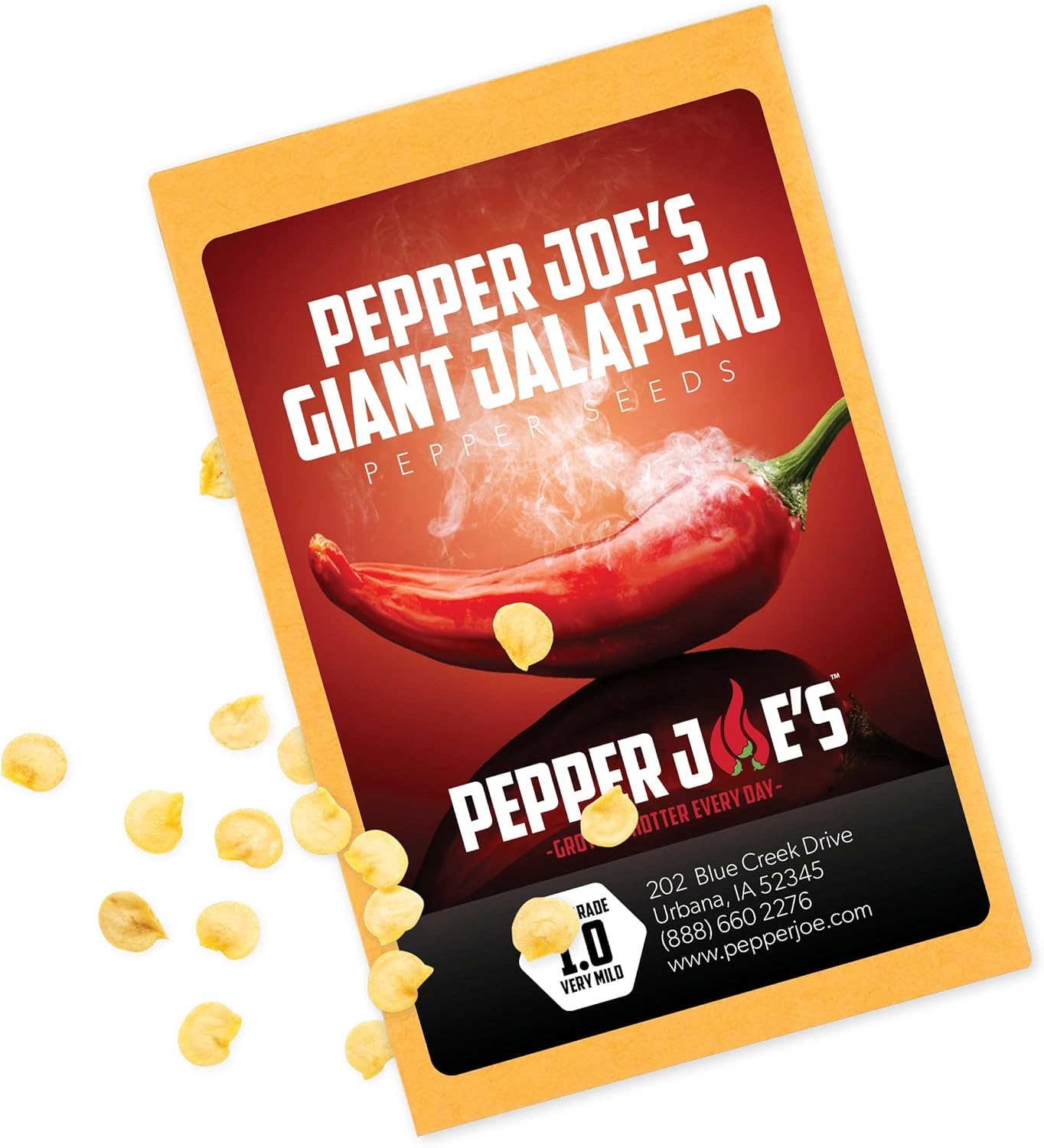 Pepper Joe’s Semillas de pimiento jalapeño gigante, paquete de más de 50 semillas exclusivas de pimiento picante, cultivadas en Estados Unidos,