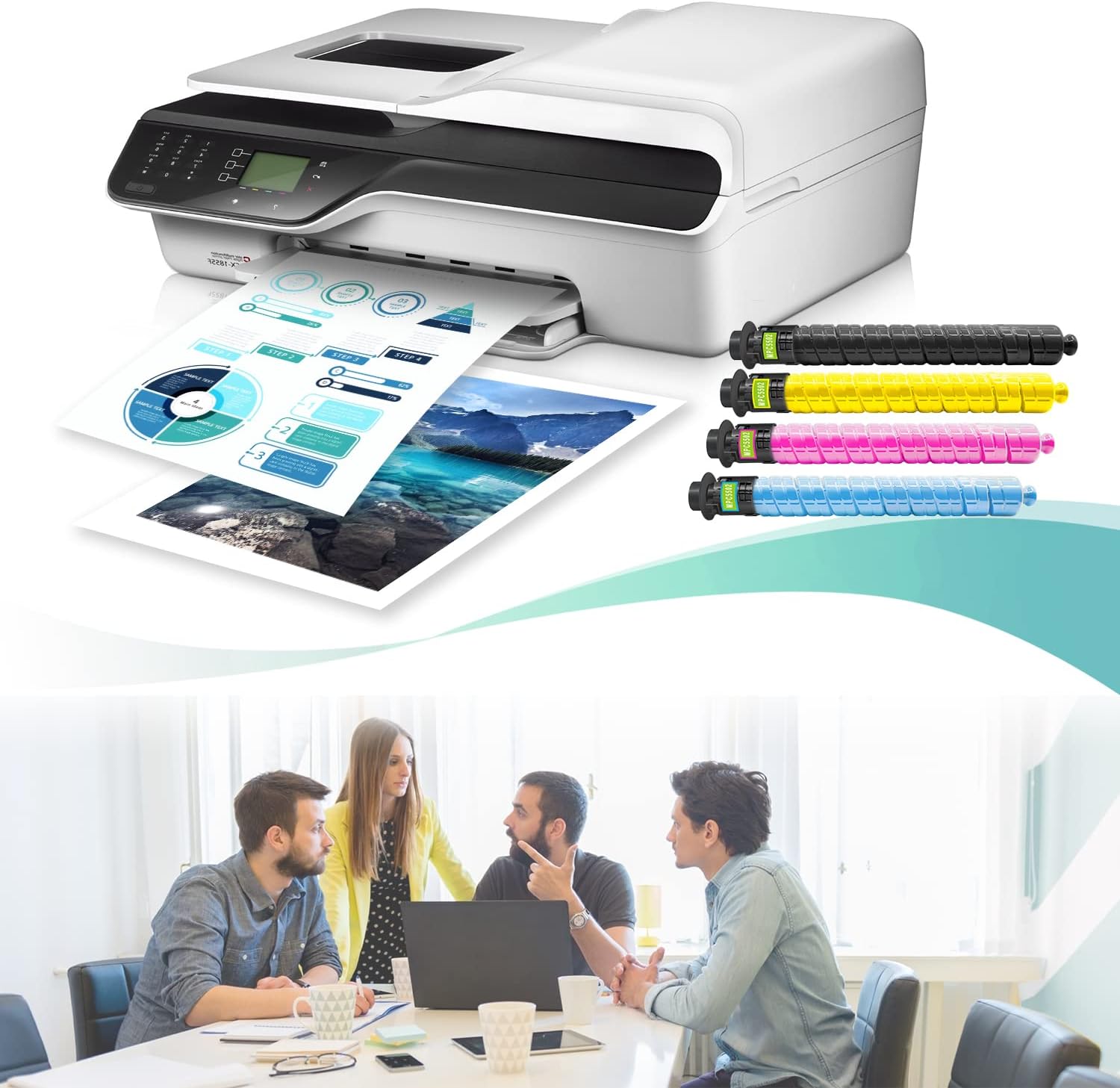 GREENBOX Compatible MP C5502 High Yield Toner Cartridge Replacement for Aficio Savin Lanier MP C4502 MP C5502 Printer for 841679 841680 841681
