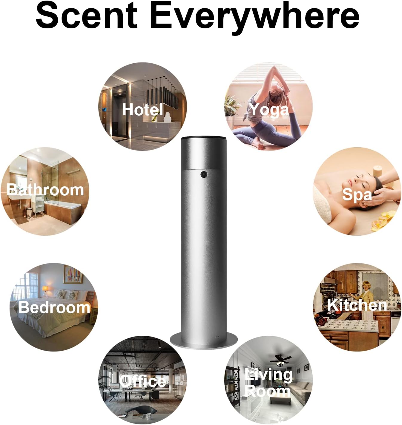 Zinyeme Difusor de aceite esencial Bluetooth para aceites de aromaterapia, sistema de difusión sin agua de 16.9 fl oz, difusor de fragancia, máquina