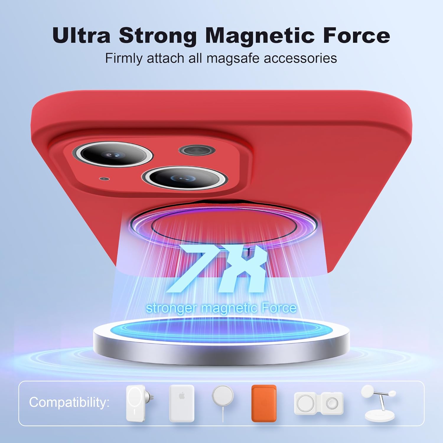 Funda de silicona para iPhone 13 y iPhone 14 con soporte de anillo magnético, iPhone 13 y 14 de 6.1 pulgadas para mujeres y hombres, compatible con
