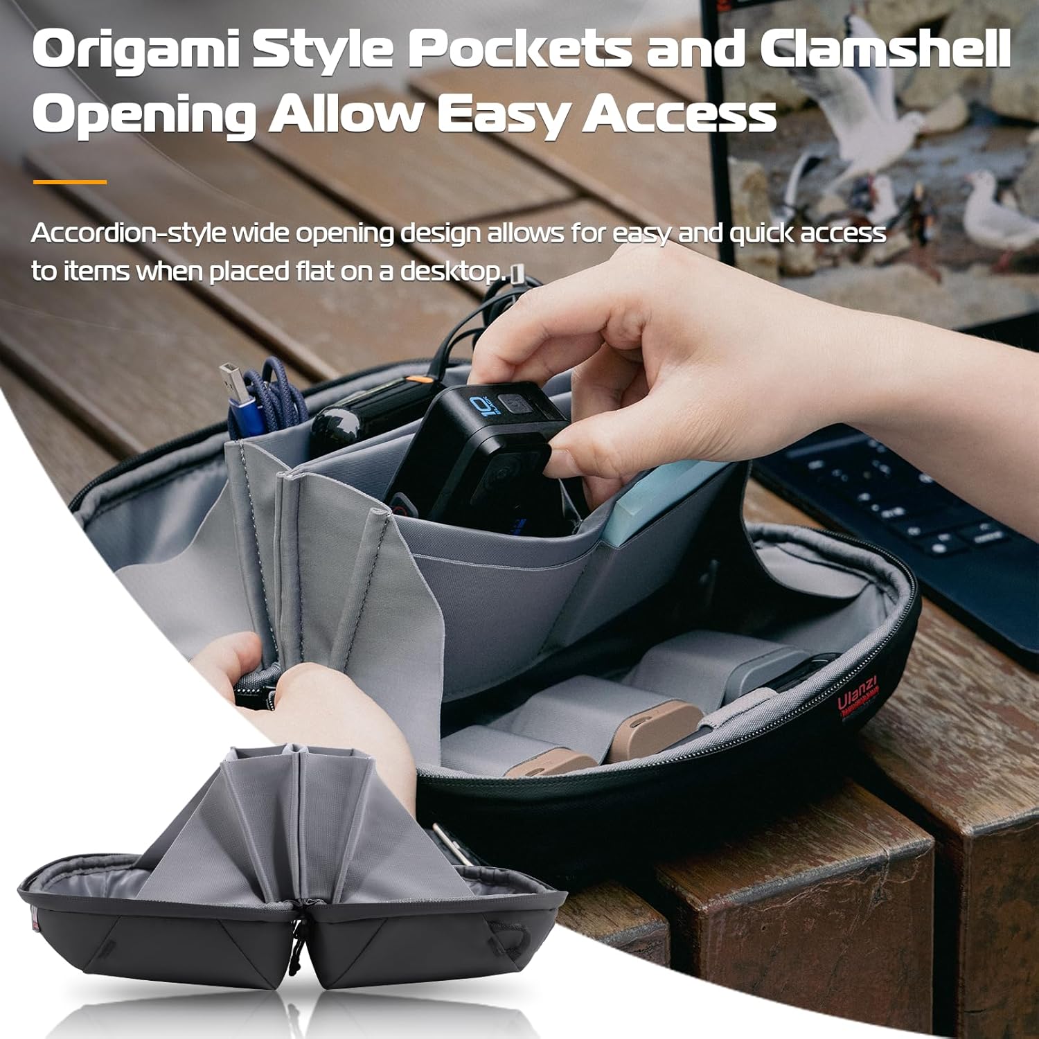 ULANZI Traker Tech Pouch Pro, BP07 Traker Bolsa de almacenamiento de 2.5 L, organizador de electrónica, bolsa de asa de accesorios de viaje