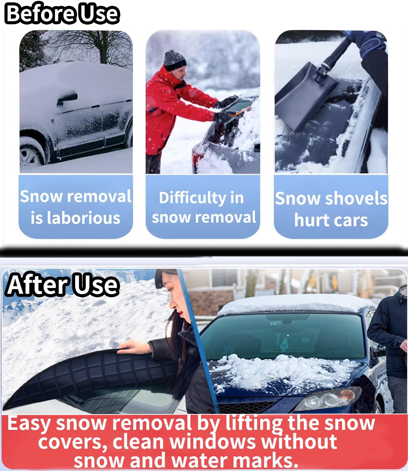 Cubiertas de nieve personalizadas para parabrisas, 8 capas de protección resistente al viento, protección contra heladas, hielo, sol, nieve, UV,