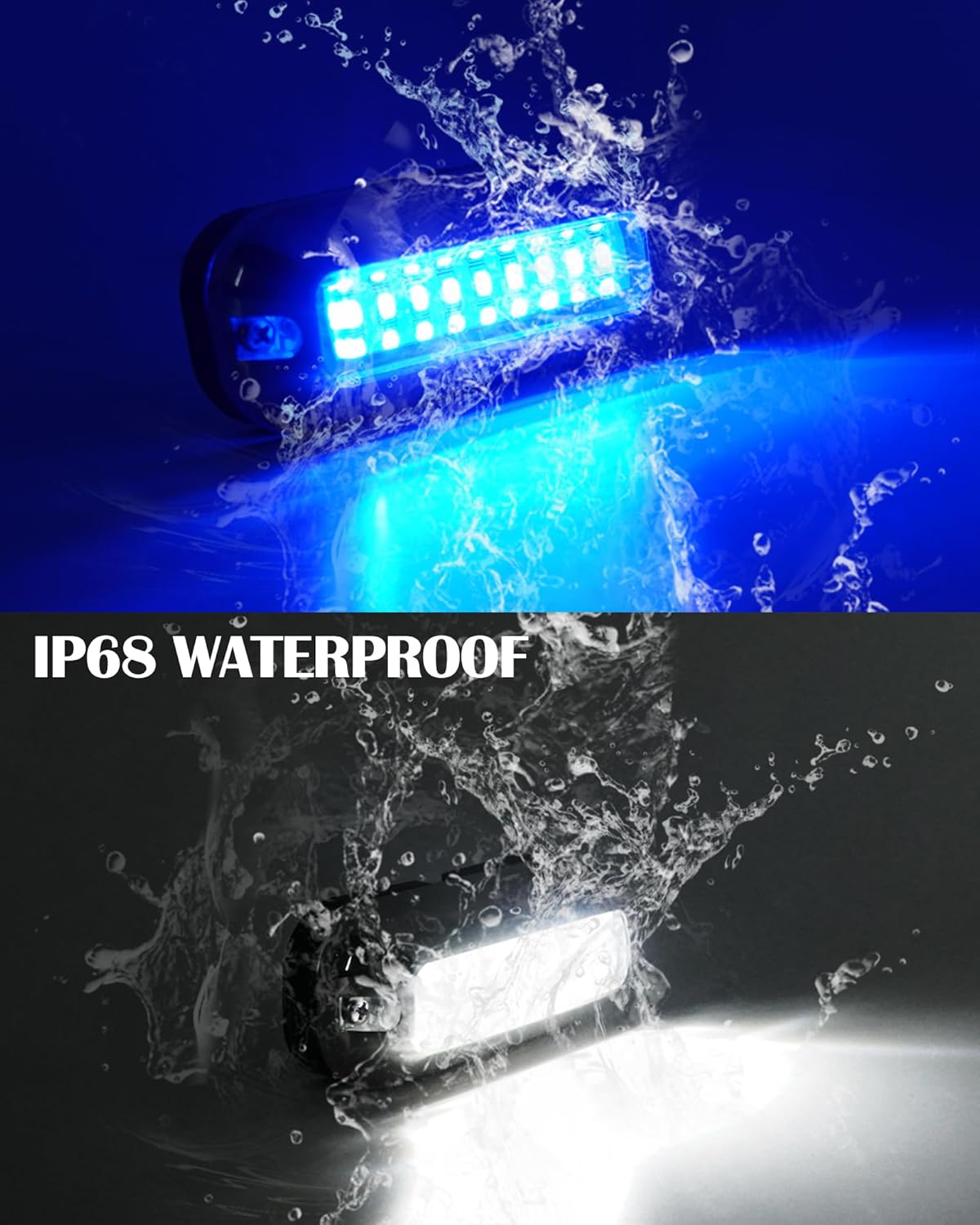 Luz submarina impermeable para barco, luz LED de acero inoxidable, 27 LED CC 10-36 voltios, luces de barcos azules y blancas, IP68, montaje en
