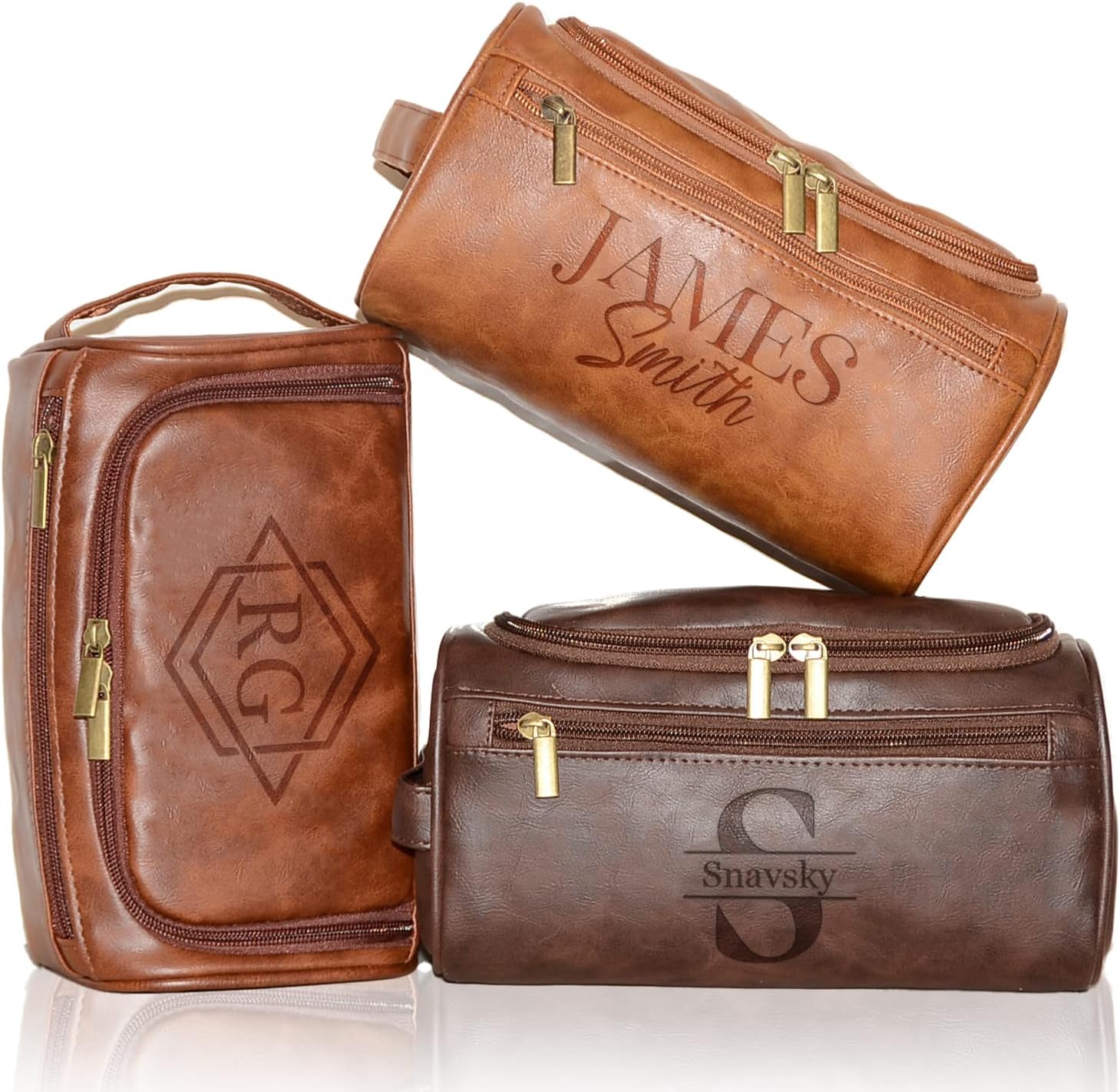 Neceser de cuero personalizado para hombres, graba tus iniciales de nombre, kit de afeitado personalizado para padrinos de boda, padrino de boda,