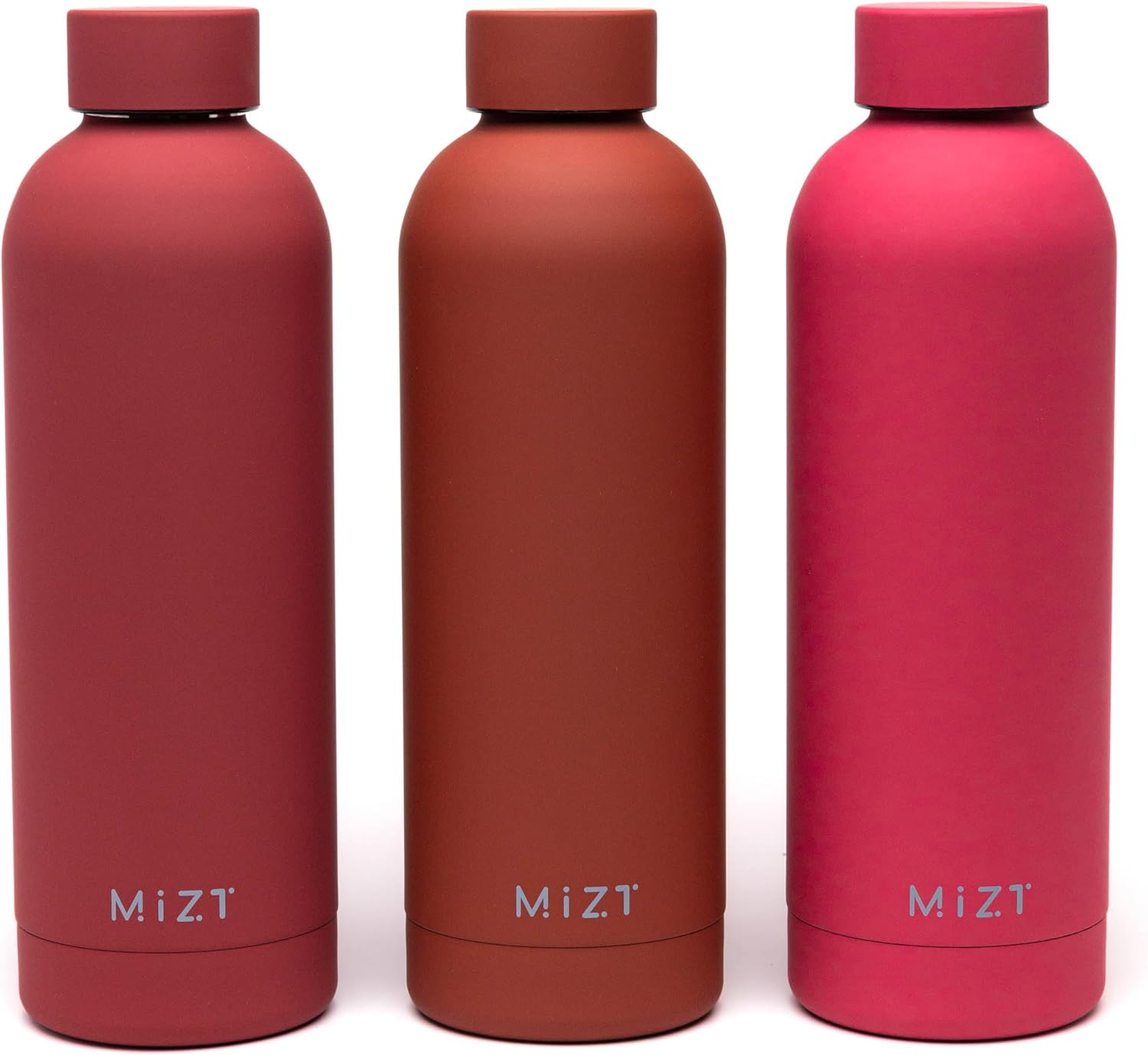 MIZT – Botella de agua deportiva de acero inoxidable 188 con doble pared con aislamiento de boca estrecha, a prueba de fugas, botella de viaje,