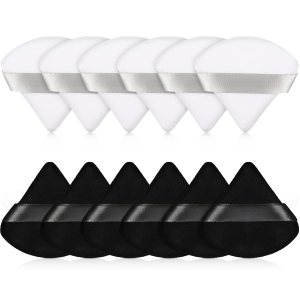 Esponja para polvo de cara con forma de triángulo, 12 piezas, para polvo suelto, suave, base cosmética, esponja mineral para productos en polvo, Esponja para polvo de cara con forma de triángulo, 12 piezas, para polvo suelto, suave, base cosmética, esponja mineral para productos en polvo,