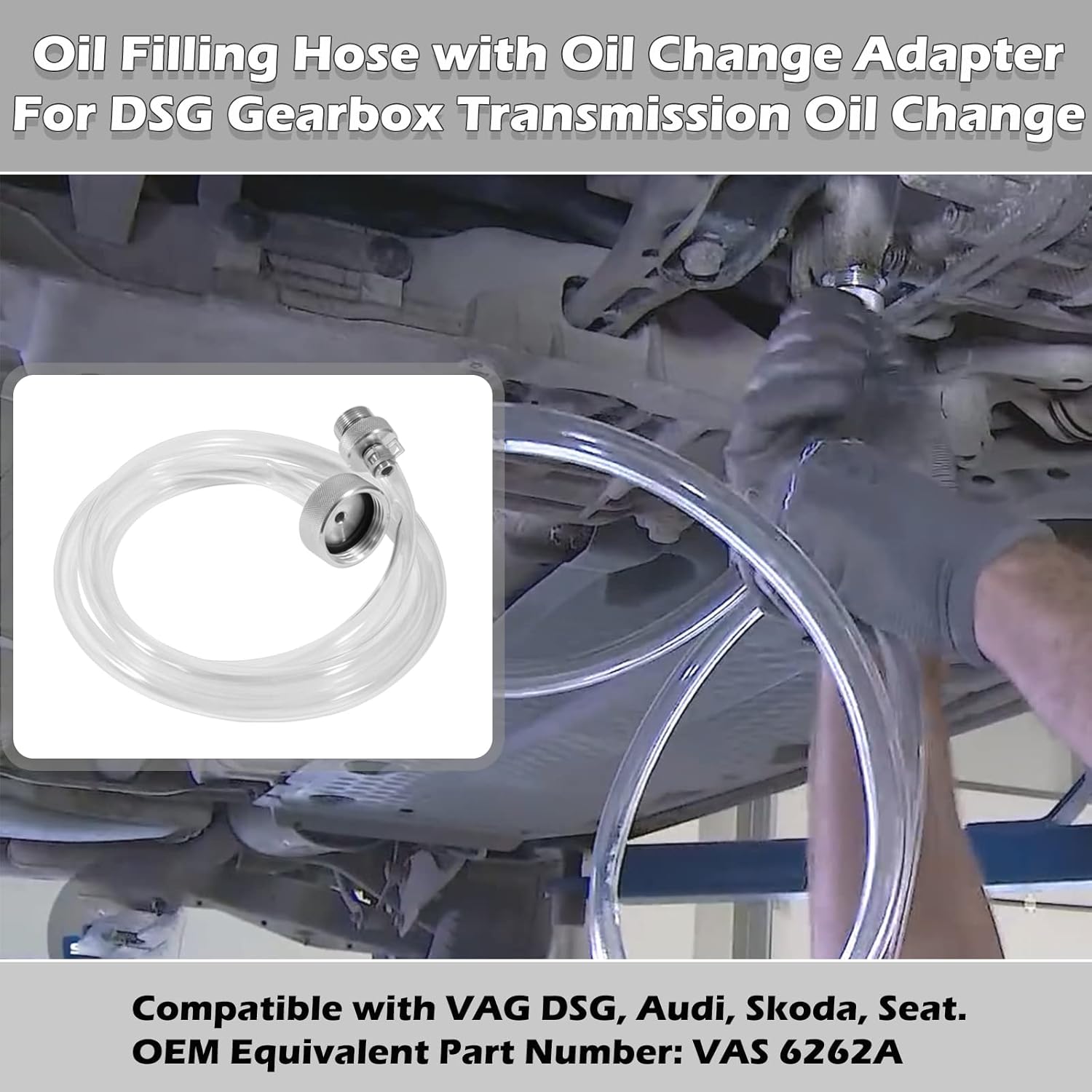 Manguera de llenado de aceite compatible con VAG DSG VW Audi, repuesto para kit de cambio de aceite de caja de cambios VAS 6262A con adaptador de