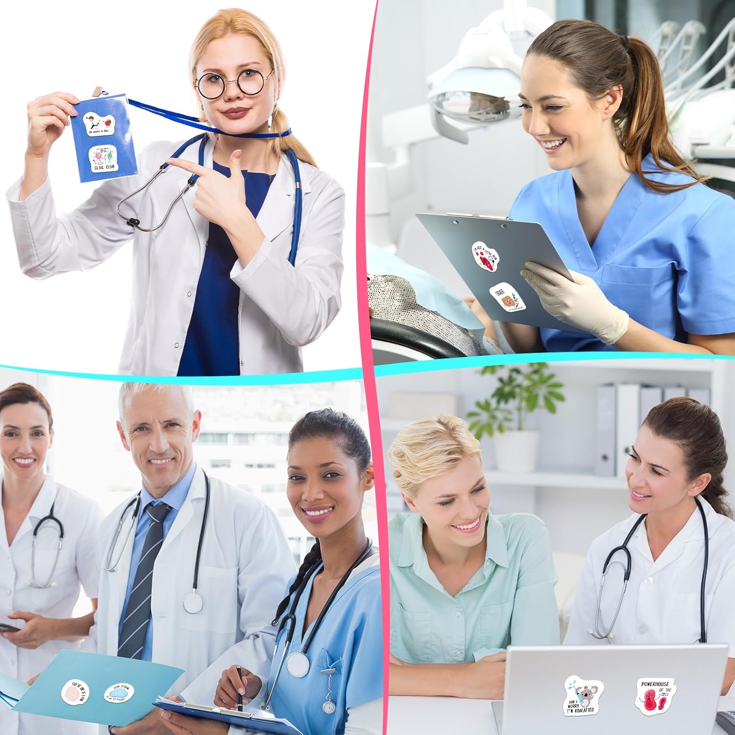 400 calcomanías de enfermería, divertidas calcomanías de juego de palabras para enfermeras, calcomanías temáticas médicas, calcomanías para