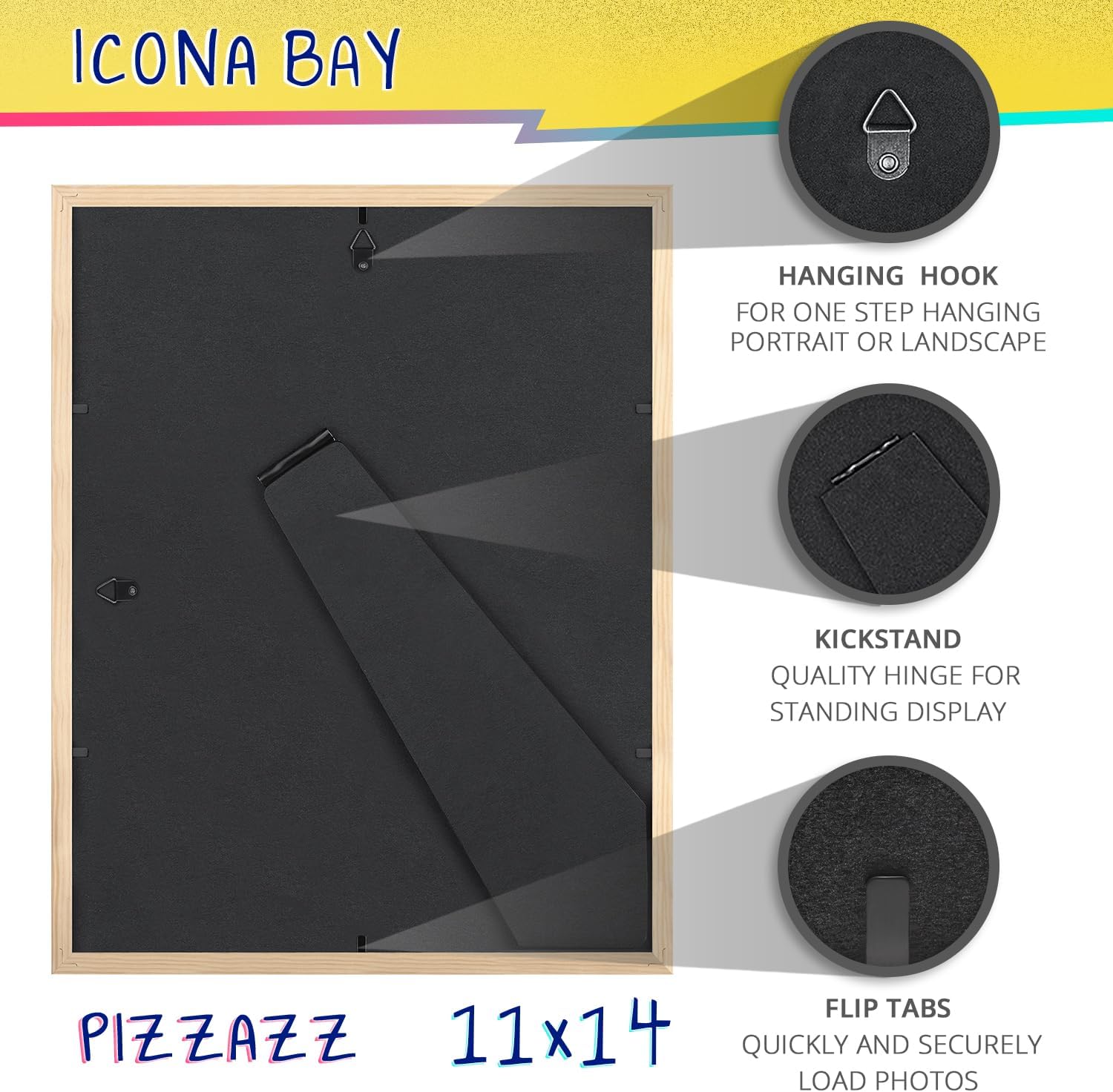Icona Bay Pizzazz Collection – Marco de fotos de 11 x 14 pulgadas, color verde, de madera maciza estilo escandinavo
