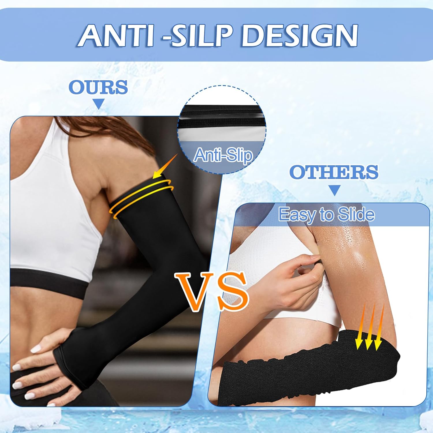 4 pares de mangas refrescantes para el brazo para mujeres, mangas solares antideslizantes para mujeres con agujero para el pulgar, mangas de