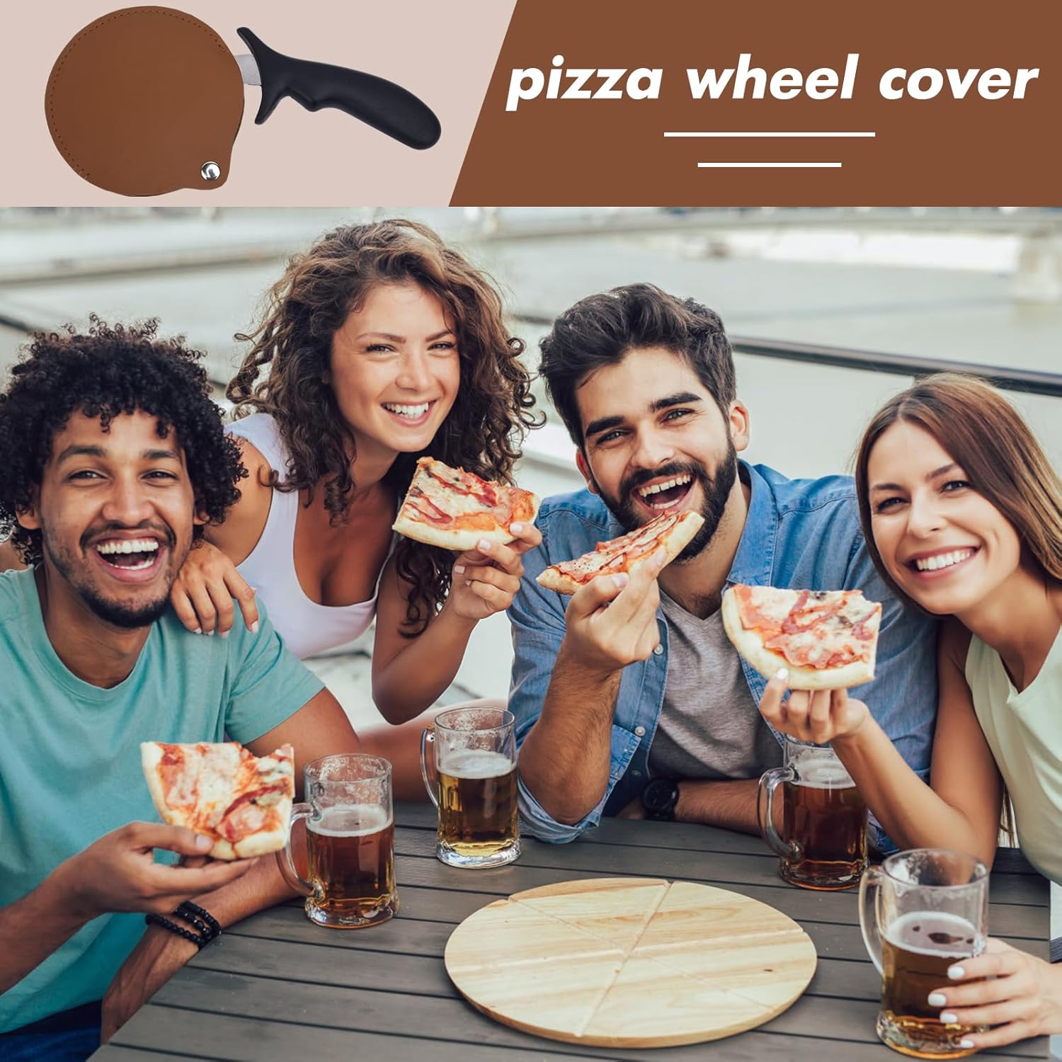 La funda para volante de pizza es adecuada para la protección de cuchillos de pizza, pequeña, flexible y fácil de instalar, la funda protectora para
