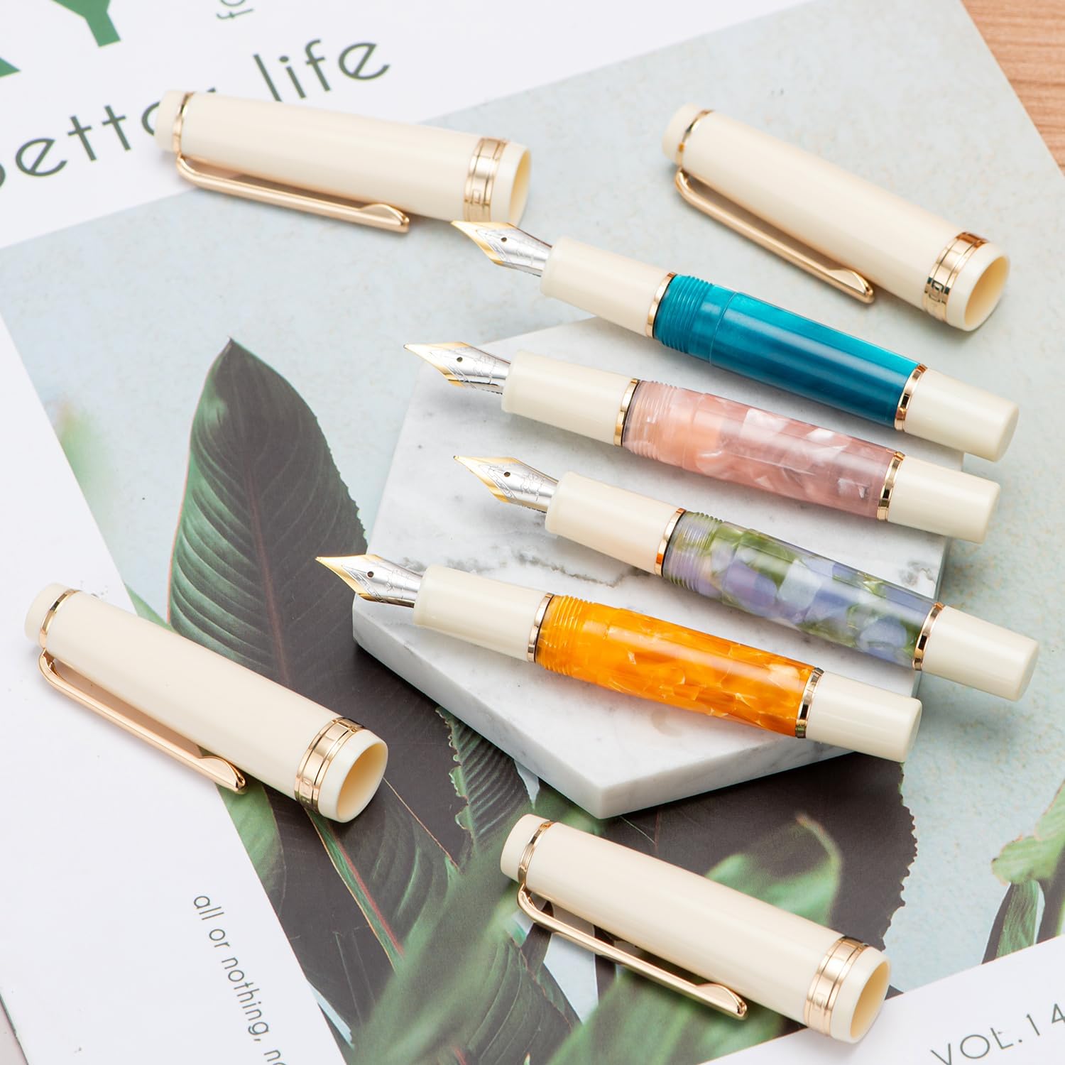 Jinhao 82 – Mini pluma estilográfica acrílica, punta fina de iridio con convertidor de tinta, mini bolígrafo de viaje de bolsillo corto verde algas