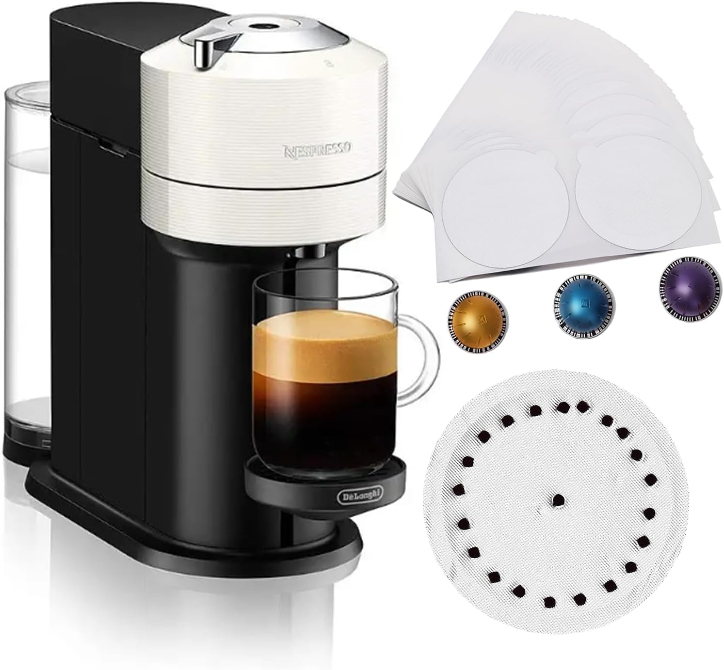 50 tapas de sellado de papel de aluminio para cápsulas de café Vertuoline, compatibles con máquina Nespresso VertuoLine, calcomanías de tapas de