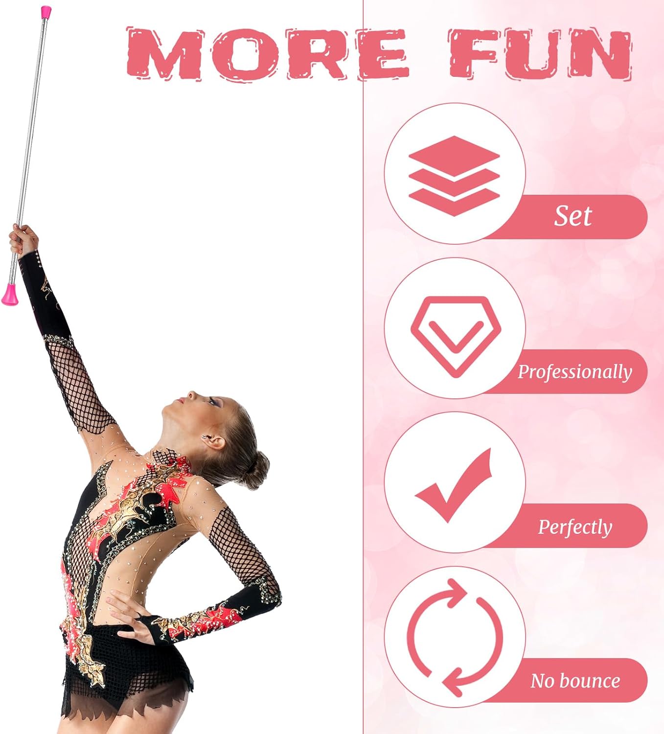 Twirling Baton Baton – Bastón de gimnasia unisex para niños, banda de marcha de bastón de metal para espectáculos de talentos, baile artístico, giro