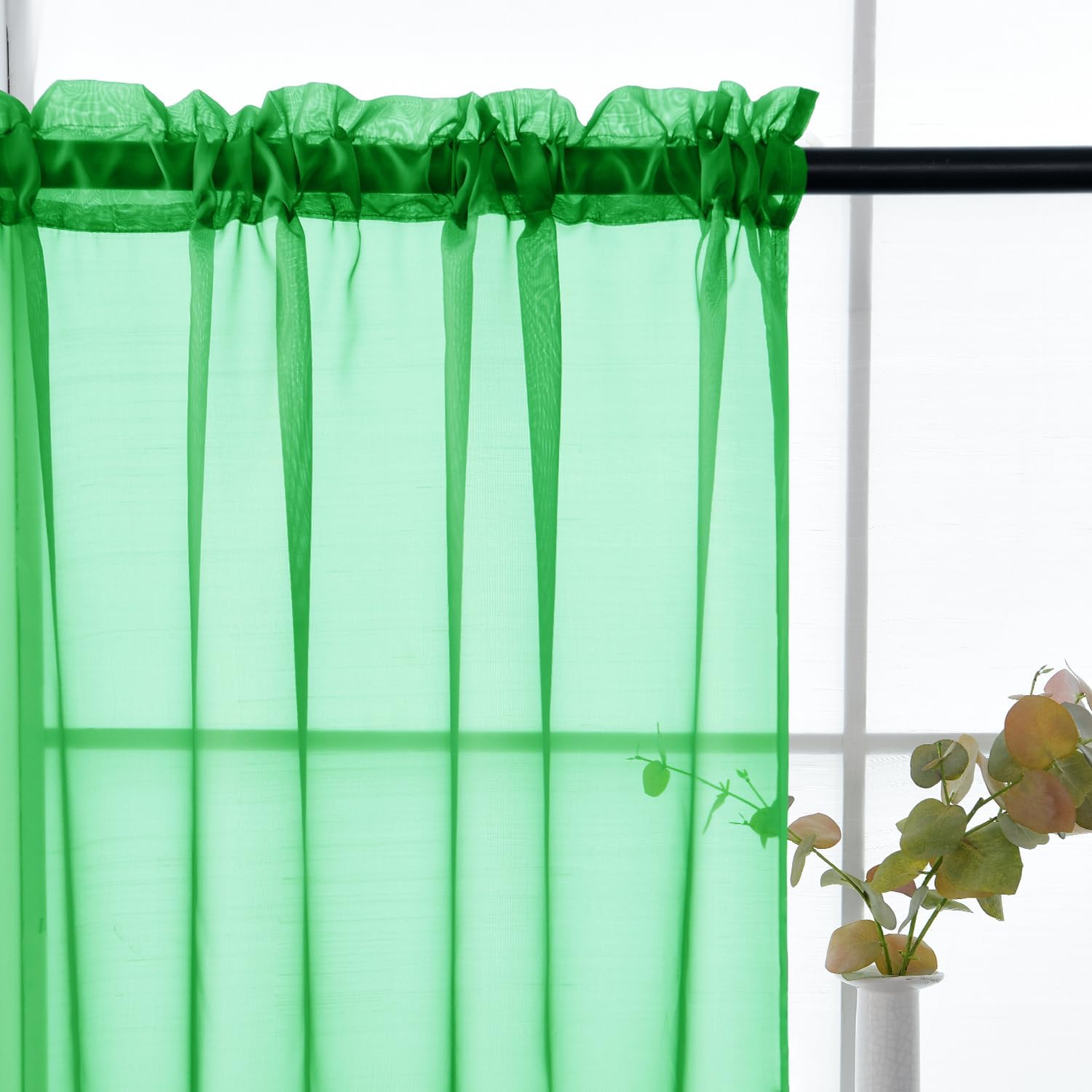 2 paneles de cortinas de gasa transparentes con bolsillo para barra, color blanco, beige, negro, gris, café, 52 pulgadas de ancho y 84 pulgadas de