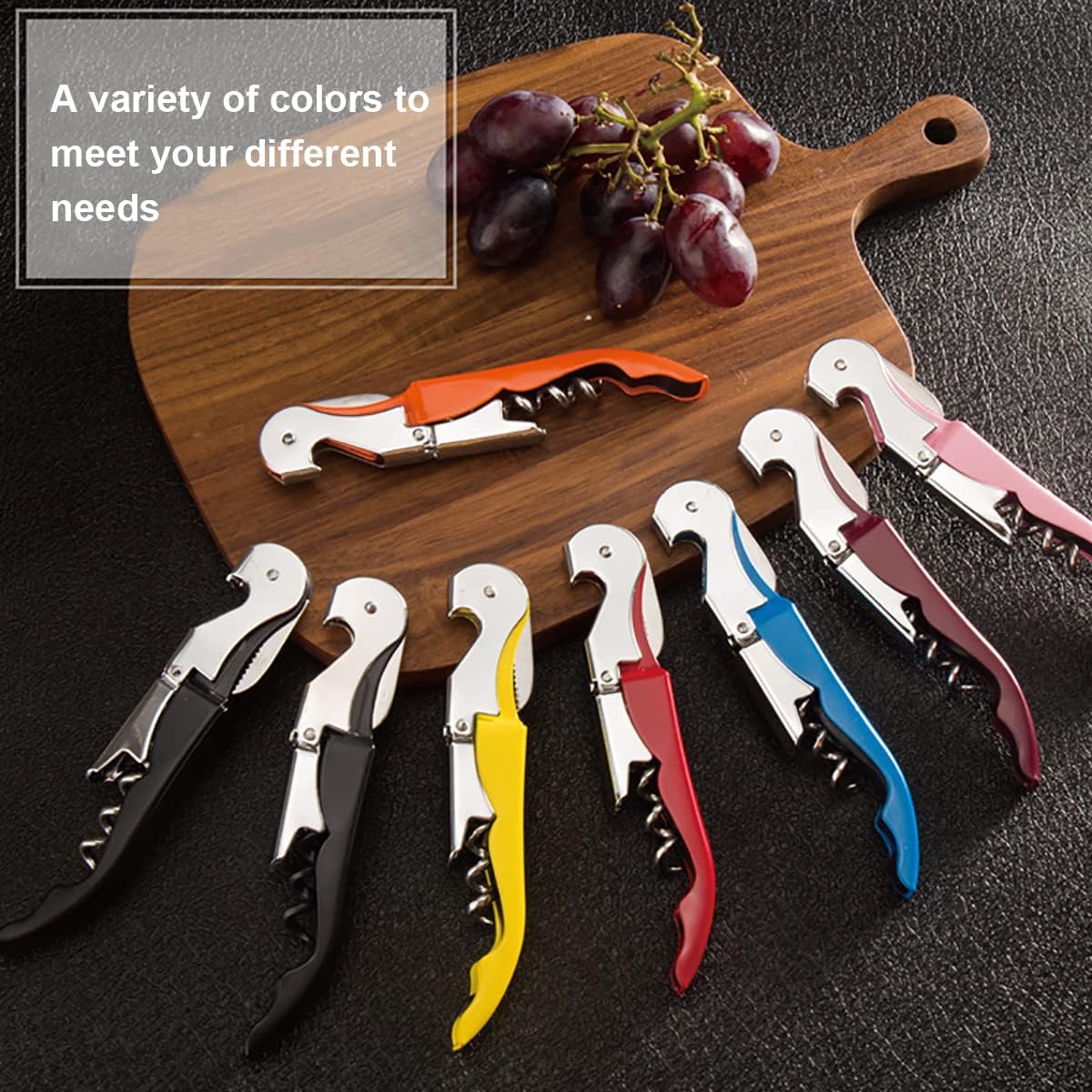 Sacacorchos de camarero profesional con cortador de aluminio, abridor manual de botellas de vino para servidores, camareros y camareros (rojo vino)