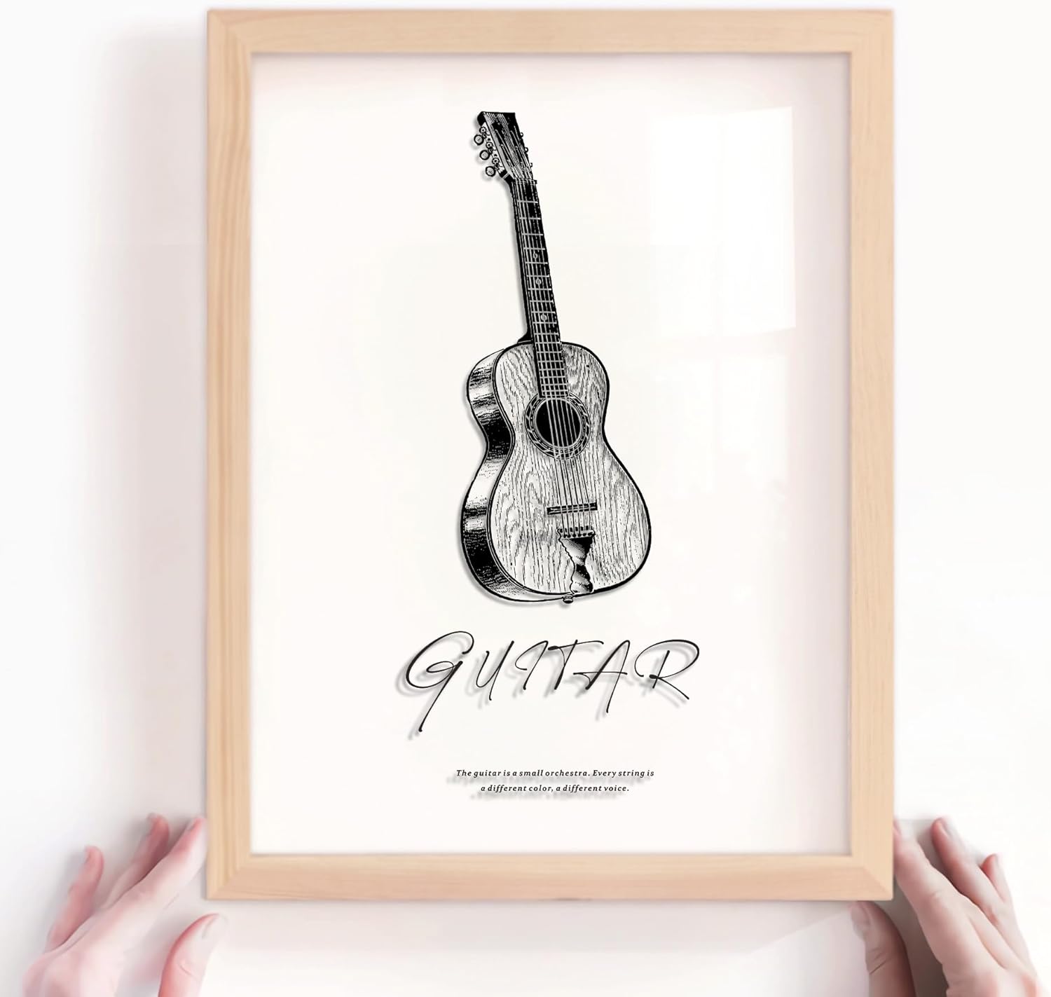 Póster artístico de pared de guitarra, instrumento musical, impresión artística de guitarra, pintura para decoración de pared, enmarcado, 12 x 16