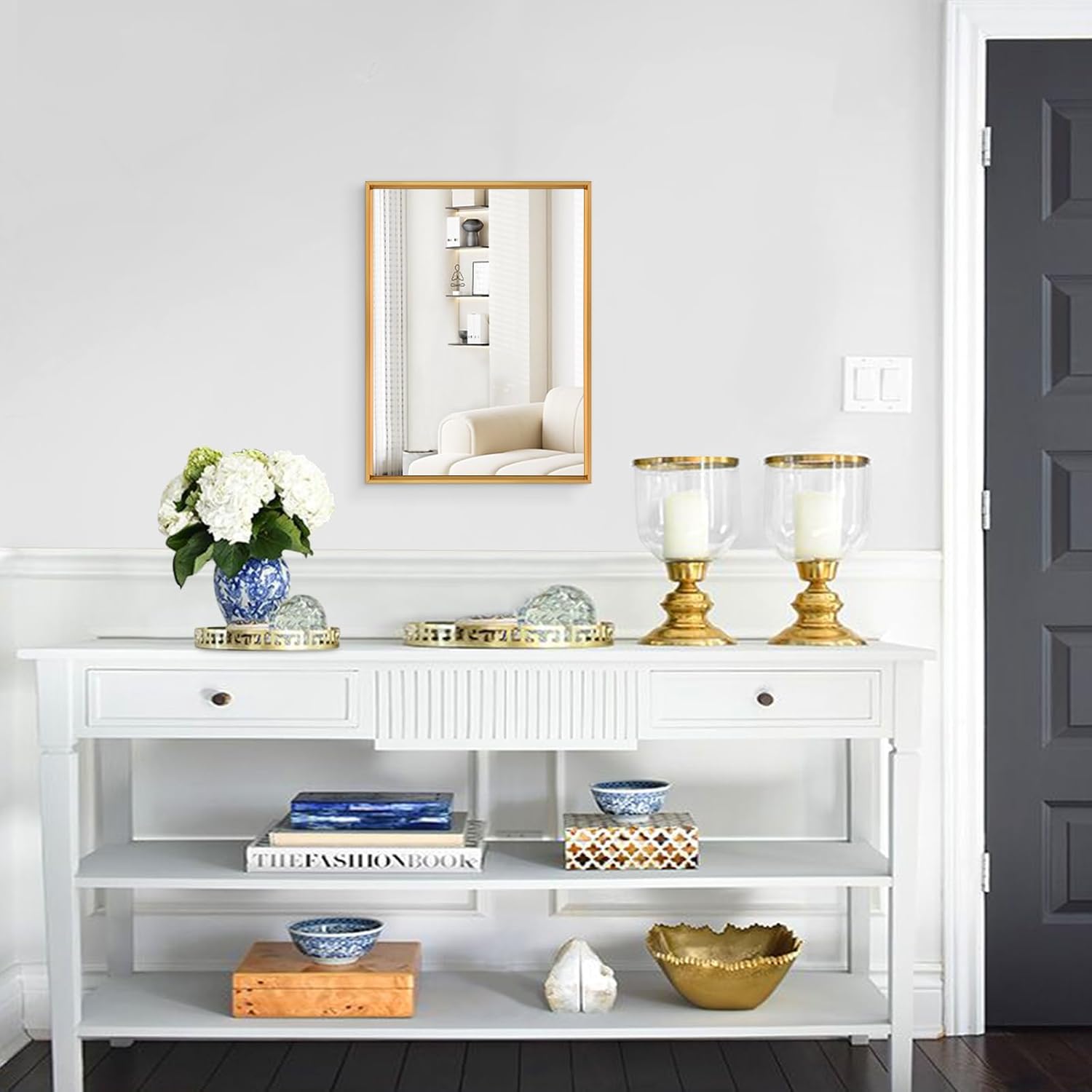 AAZZKANG Espejo de pared rectangular con marco de metal, espejo colgante decorativo para baño, dormitorio, sala de estar, entrada del hogar