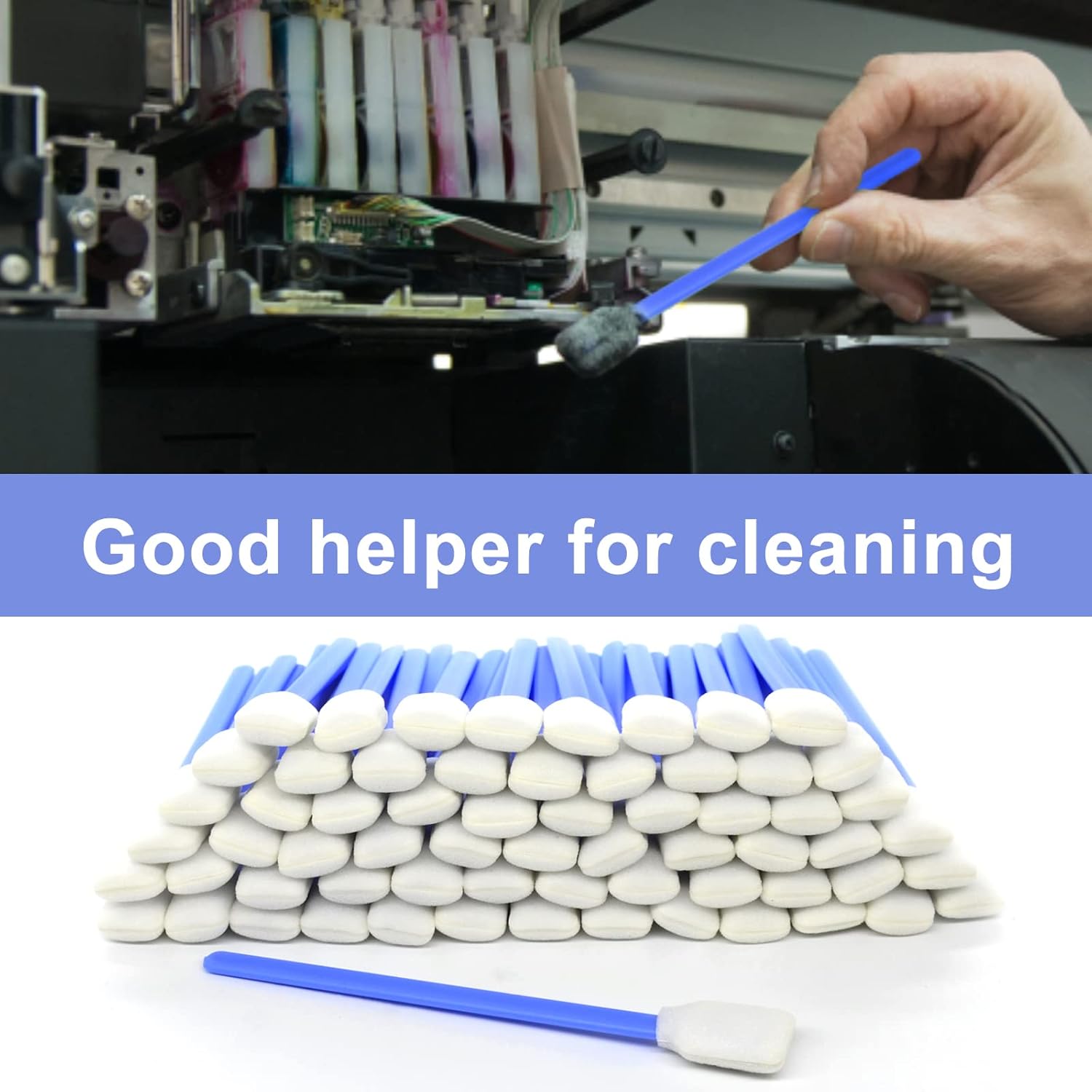 50pcs 5.11 “Square Rectángulo Espuma Limpieza Hisopos Palillos para Solvente Formato Impresora de inyección de tinta Roland Equipo Óptico (azul)