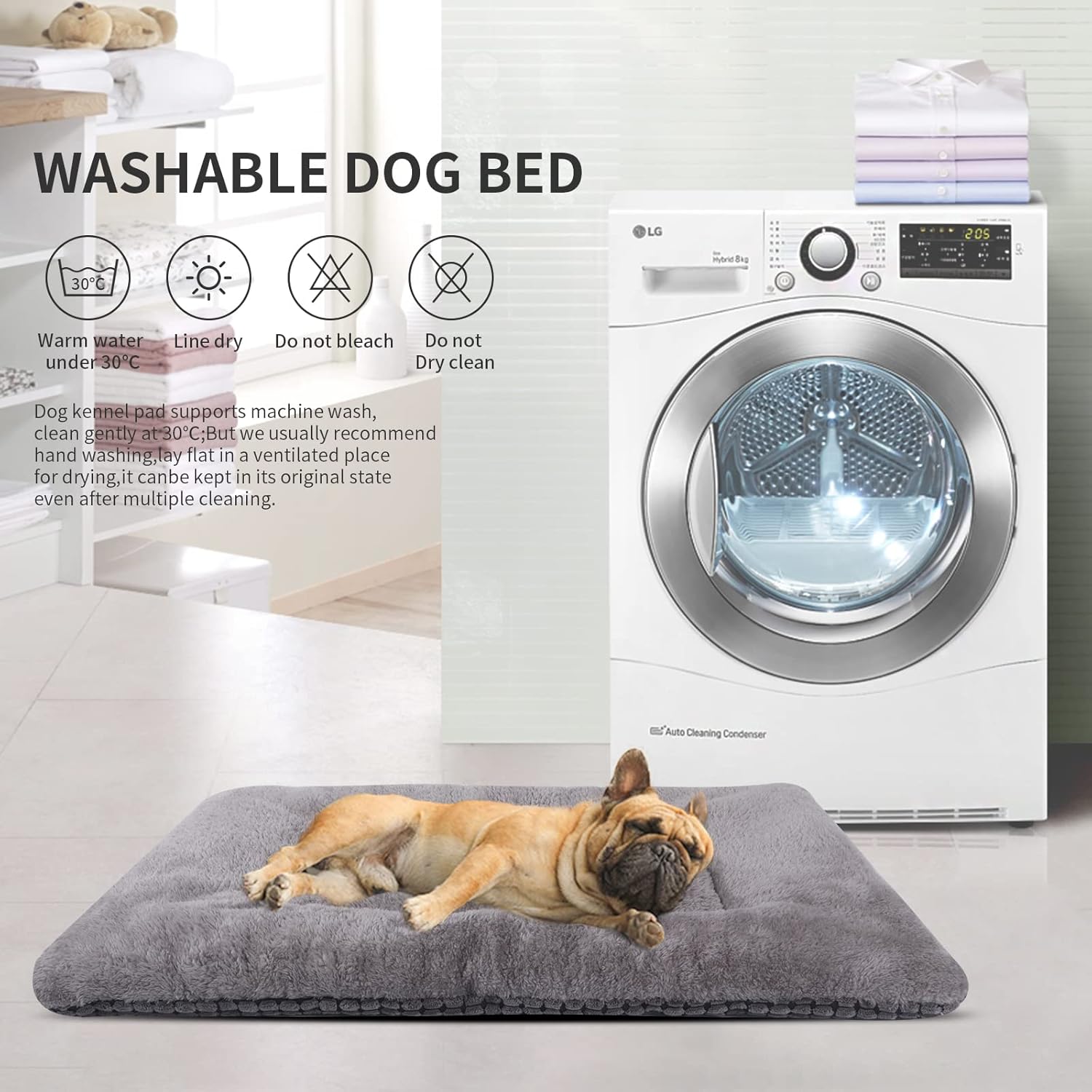 Tapete reversible para cama para perro con terciopelo de felpa y maíz, cojín suave y cálido para mascotas, colchón lavable de doble propósito para