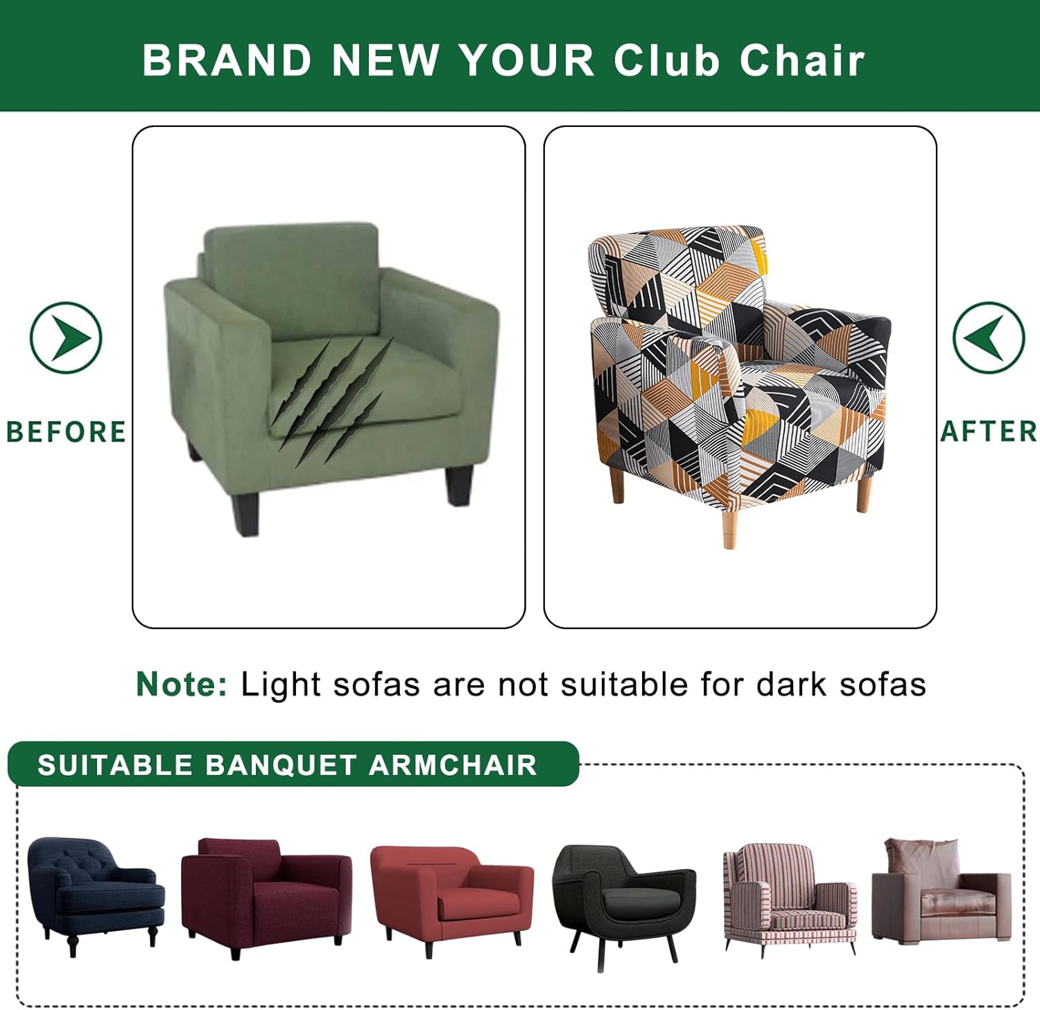 Fundas para sillón de banquete con brazos, fundas elásticas para silla de sala de estar, antideslizante, suave, protector de muebles apto para