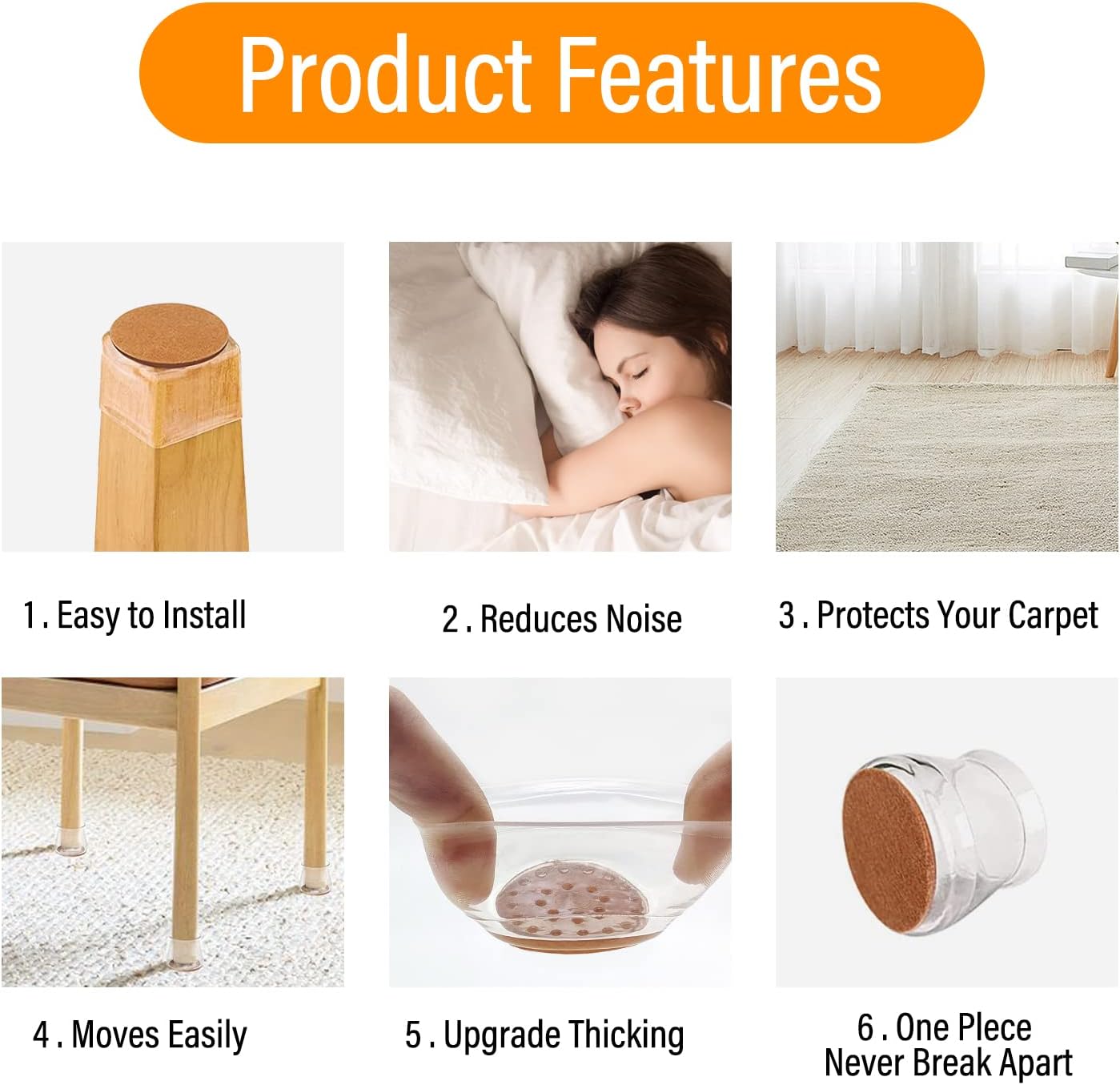 8 protectores de silicona para patas de silla, almohadillas de muebles para suelos de madera dura, fundas para sillas para patas..