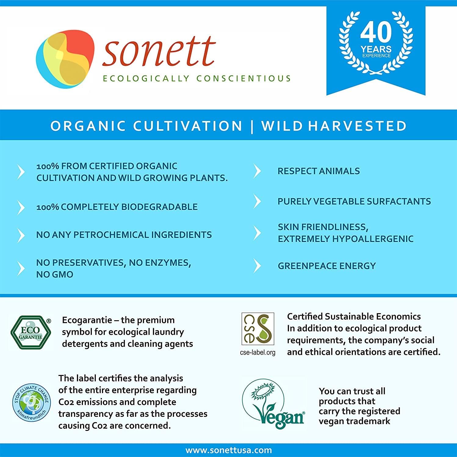 Sonett Organic – Caléndula líquida para lavavajillas – 34 onzas líquidas (paquete de 1)
