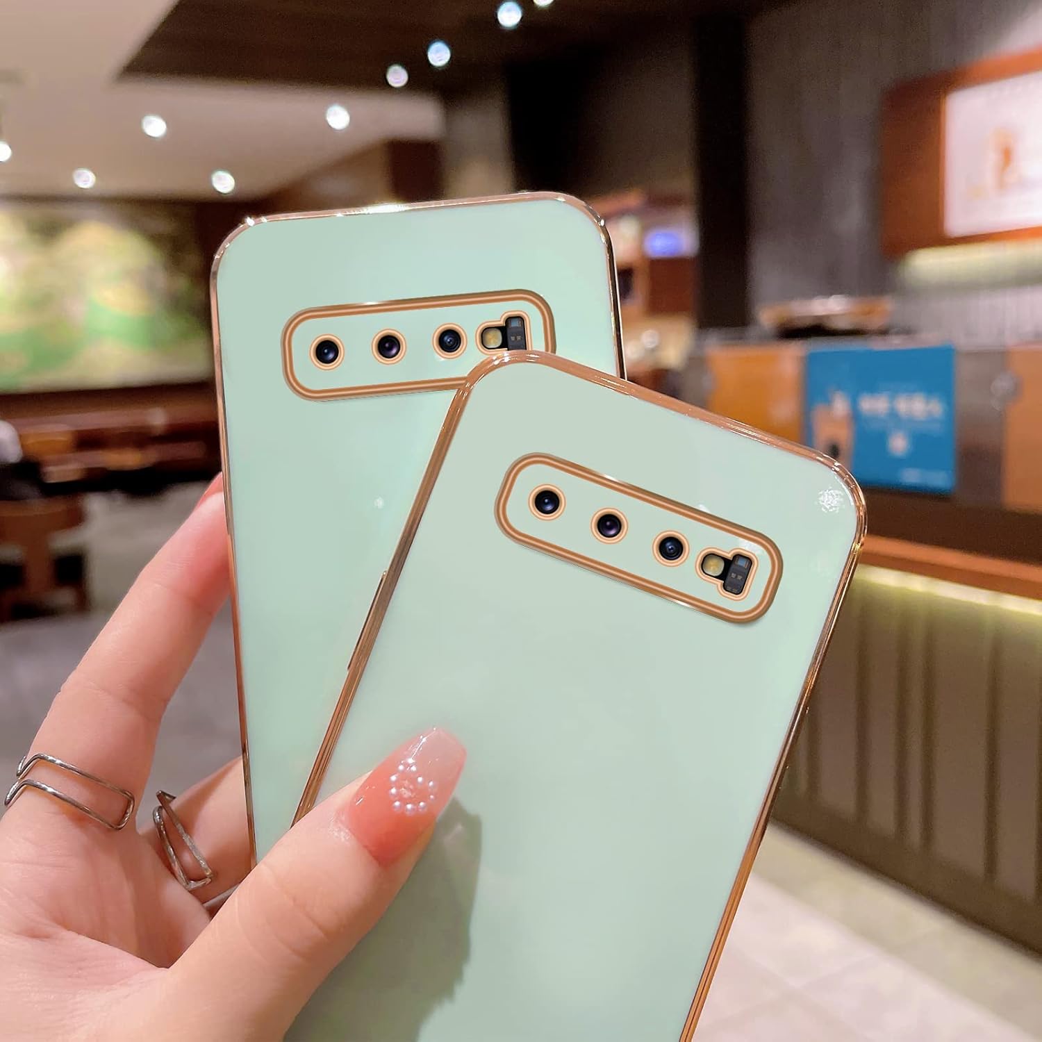 Funda para Samsung Galaxy S10, Galaxy S10 para mujer, galvanoplastia, de lujo, estética, moderna, bonita, de cámara completa, protección de TPU