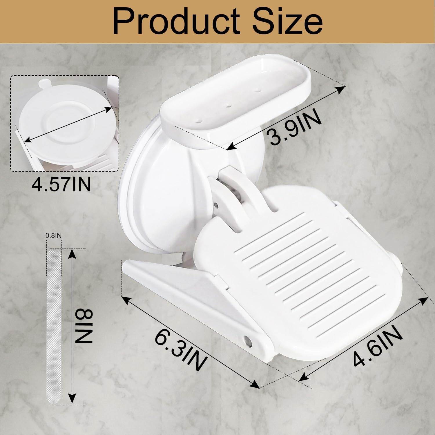 NUNET Reposapiés de ducha con ventosa, pedal de baño antideslizante con calcomanías antideslizantes para ducha, asistente de piernas de afeitado,