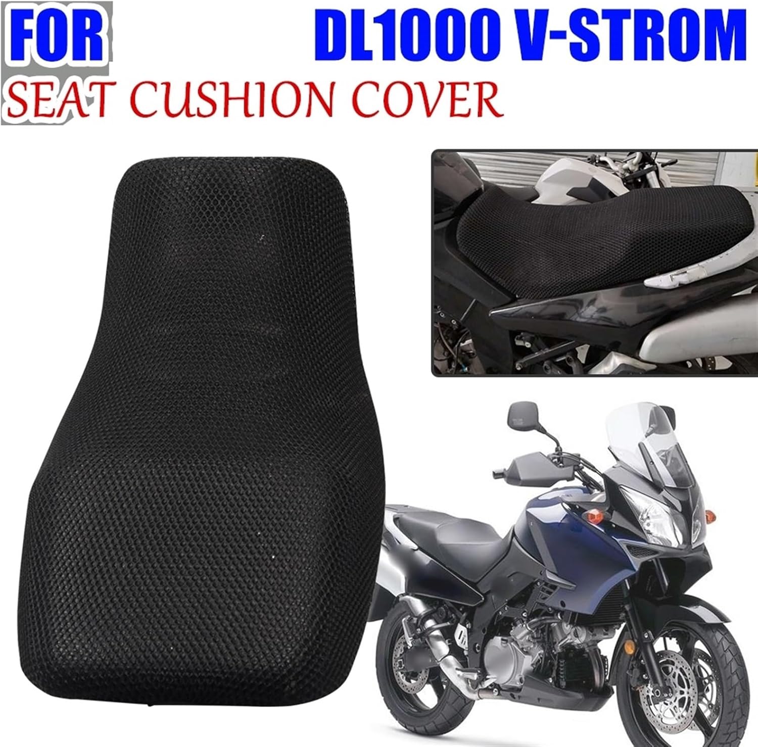 Para Suzuki DL1000 V-Strom DL 1000 VStrom motocicleta antideslizante 3D malla tela transpirable protector asiento cojín funda