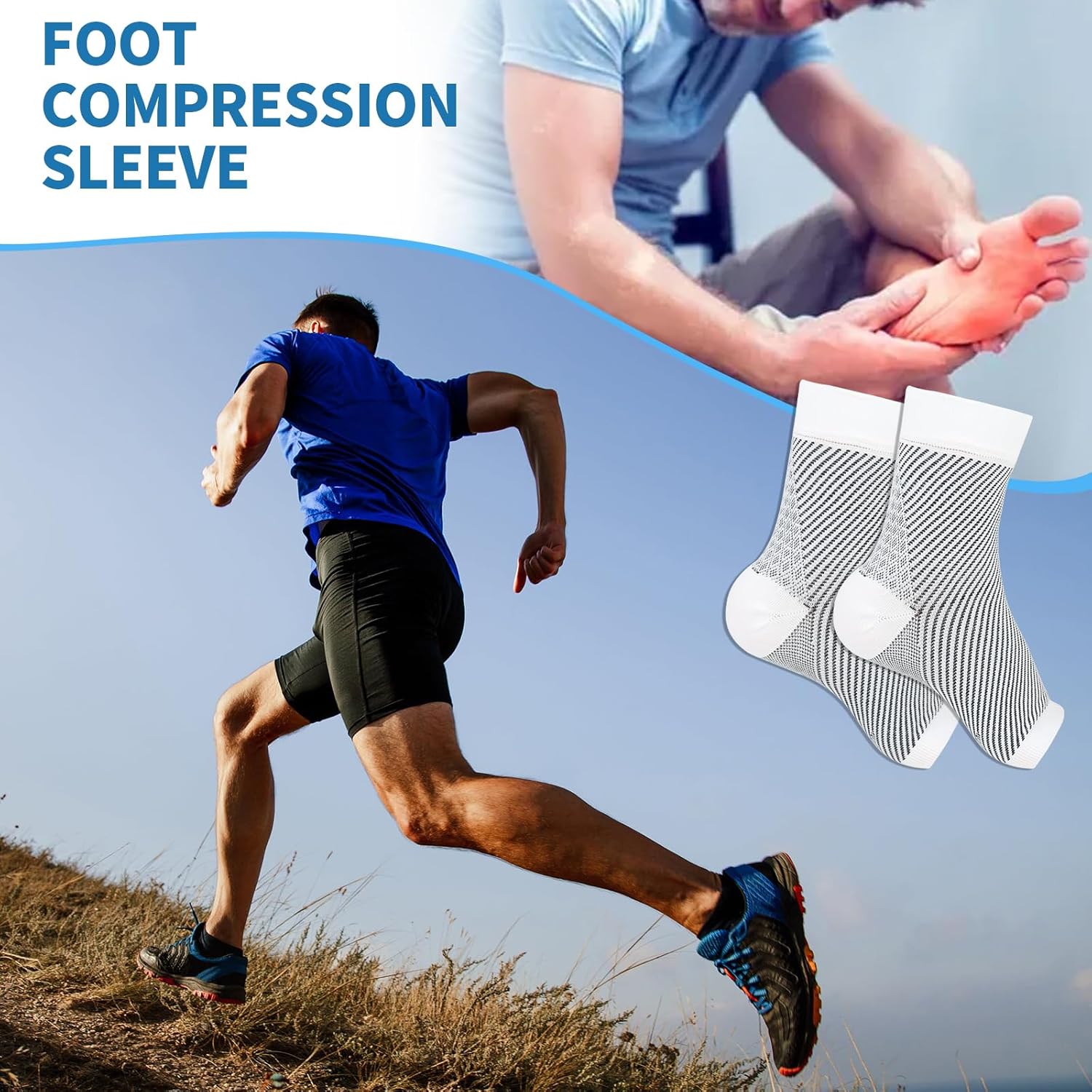 AMEBAE Calcetines de neuropatía para mujeres y hombres, calcetines de fascitis plantar, manga de compresión de tobillo, calcetines de alivio de