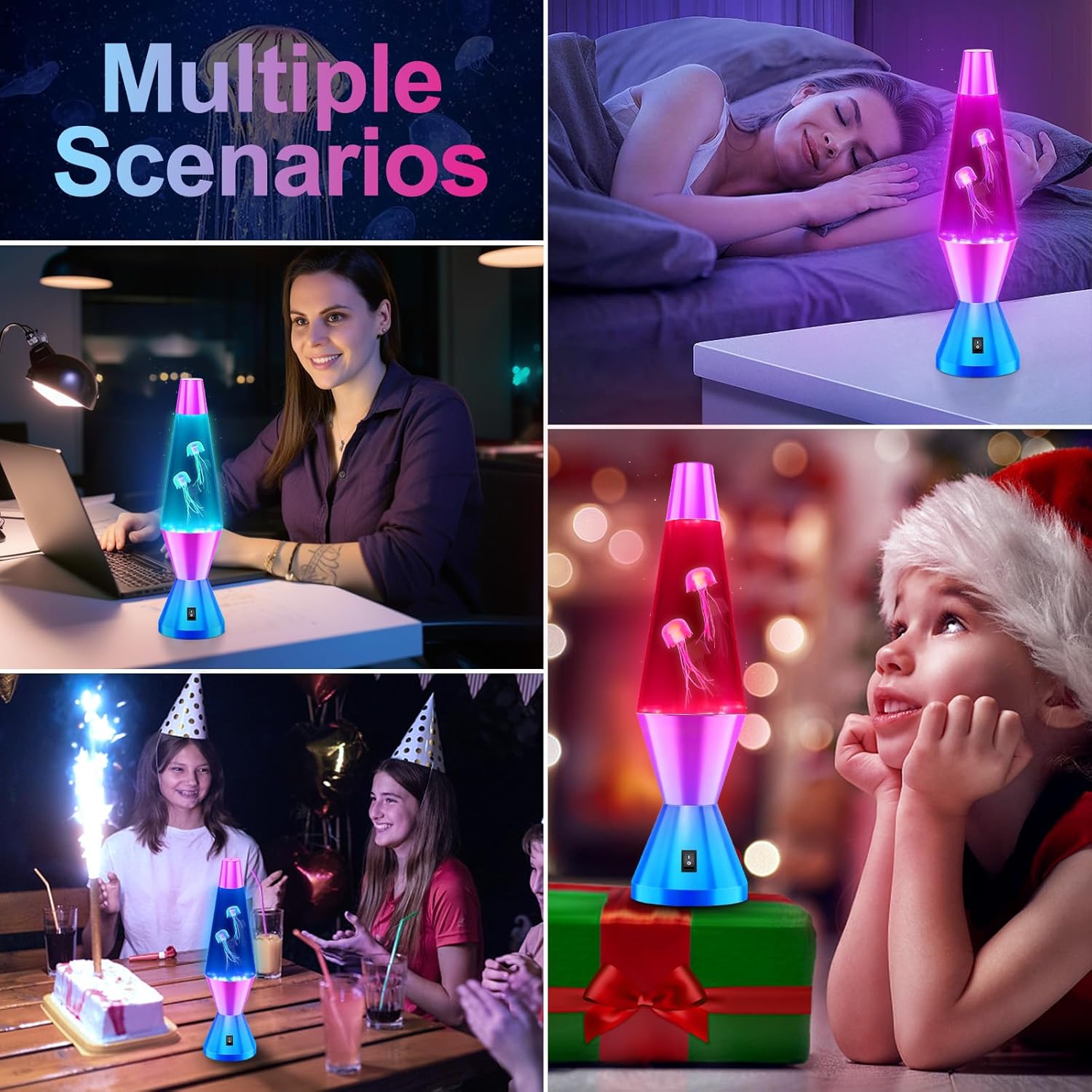 Lámpara de medusa, 7 colores cambiantes de medusas, luz nocturna para mesa de acuario, decoración del hogar, luces LED para sala de estar, oficina,