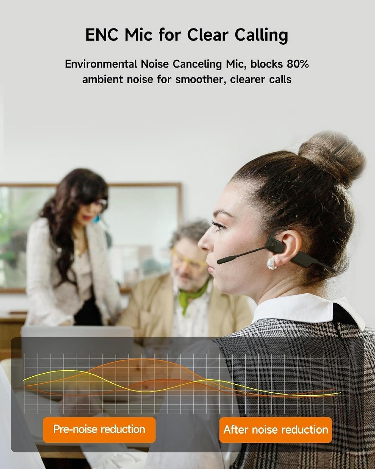 IFECCO – Auriculares de conducción de oído abierto con micrófono, auriculares Bluetooth 5.3 con micrófono de cancelación de ruido, auriculares