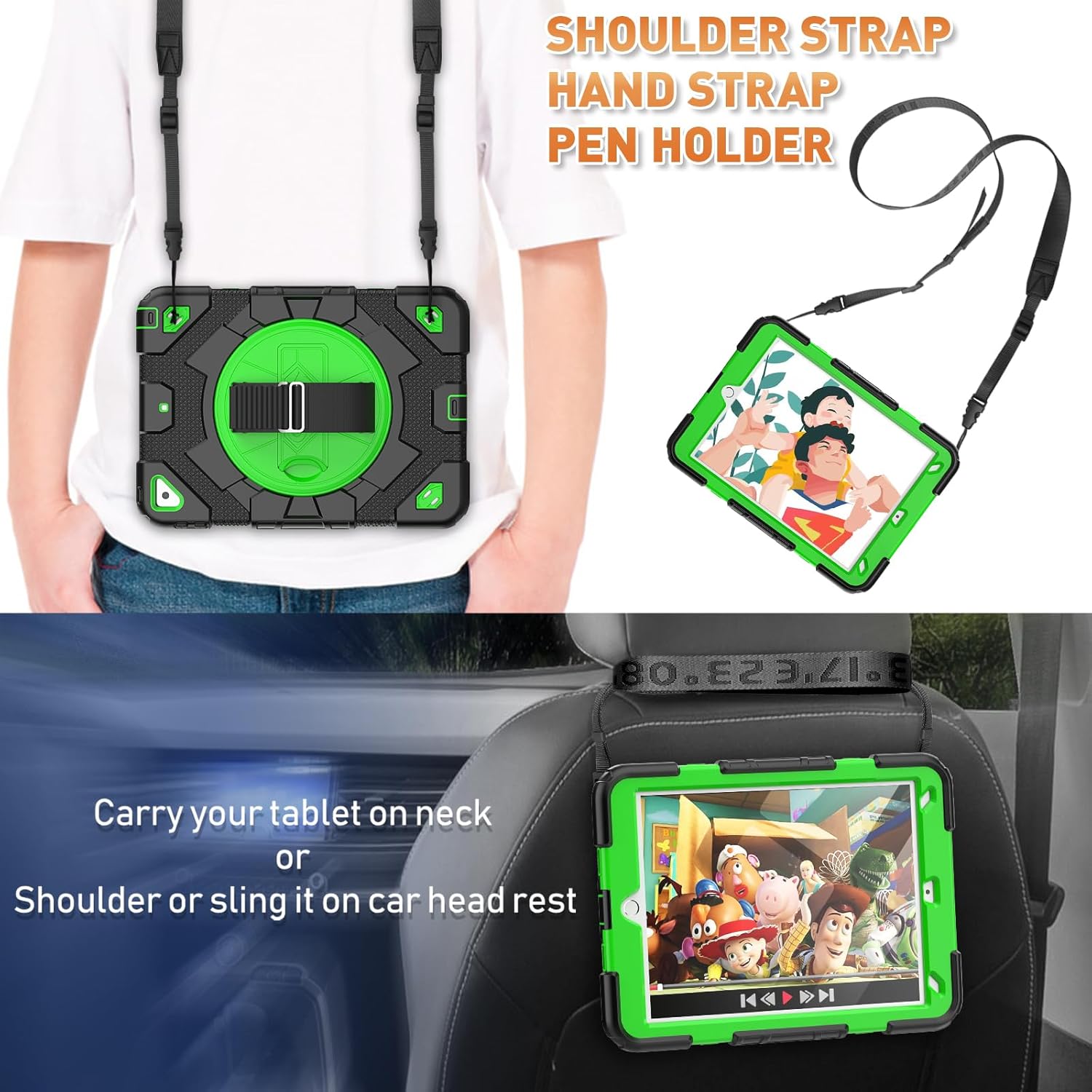 Timecity Funda para iPad de 987 generación, para iPad 10.2 2019-2021 con protección fuerte, protector de pantalla, correa de mano, correa para el