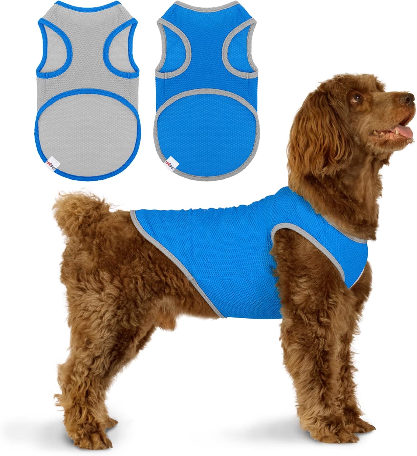 UNIPUP Paquete de 2 camisas para perros de secado rápido, ropa de malla ligera transpirable para perros medianos y niños, camisetas para fanáticos