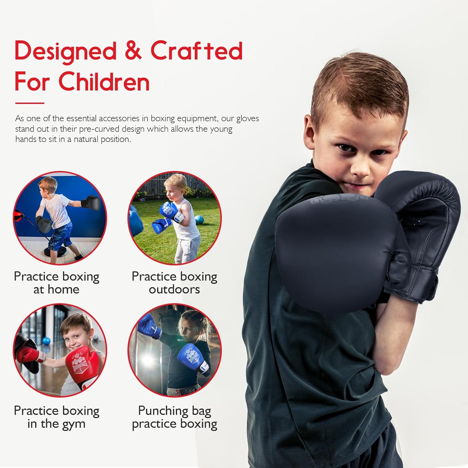 FIVING – Guantes de boxeo para niños y niñas, guantes de entrenamiento de boxeo juvenil para niños de 3 a 15 años, guantes de boxeo para saco de