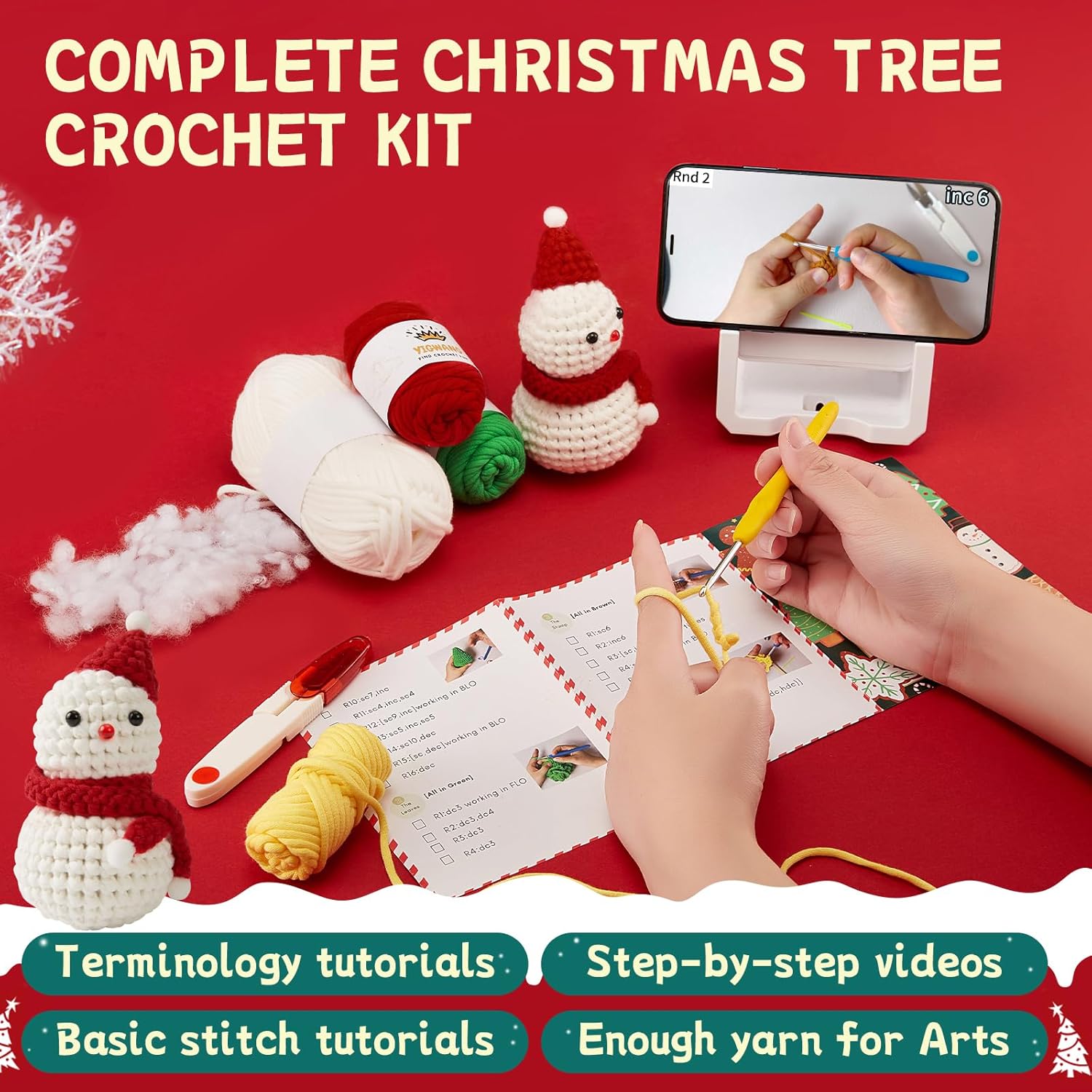 Kit de ganchillo para niños principiantes y adultos, aprende a ganchillo con el kit de ganchillo Amigurumi para principiantes, kits completos de