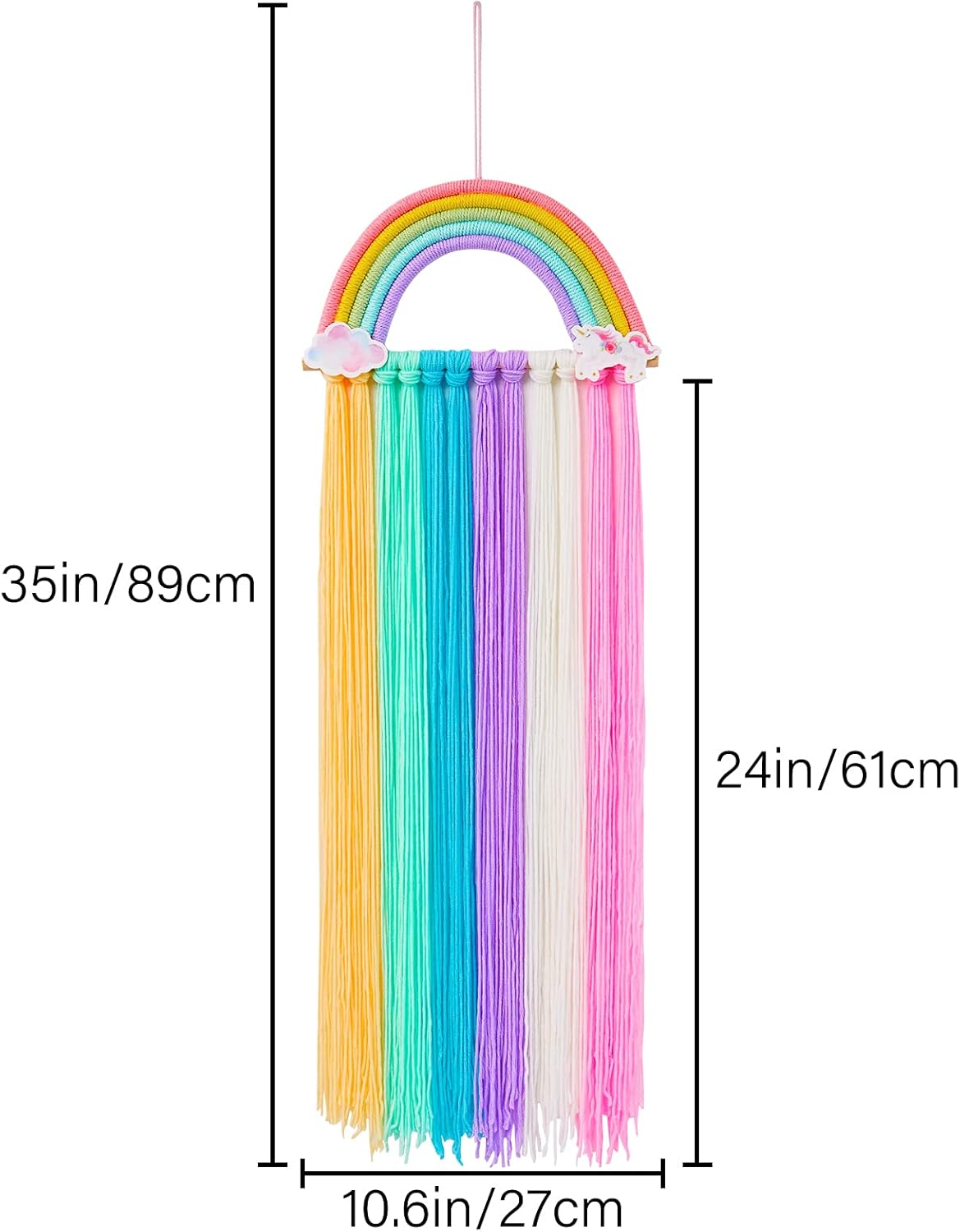 FIOBEE Organizador de lazos para el pelo de arco iris, clips de unicornio, soporte para diadema de unicornio para colgar en la pared, decoración del