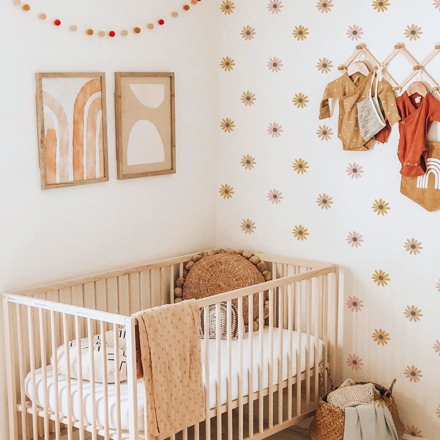 Calcomanías de pared con diseño de margaritas, 72 unidades, para habitación de niñas, sala de juegos, guardería, calcomanías de pared de margaritas