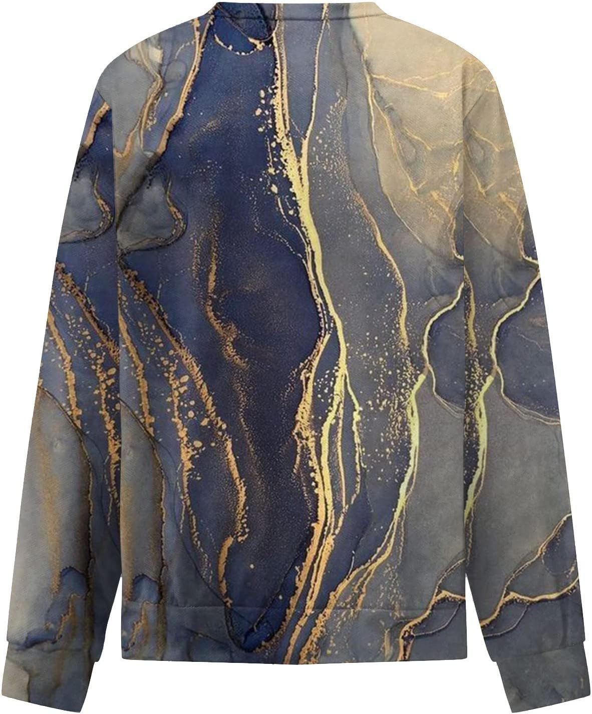 Lastesso Sudadera para mujer con estampado de bloques de color y cuello redondo, camisetas con estampado de animales para mujer, camisas de manga