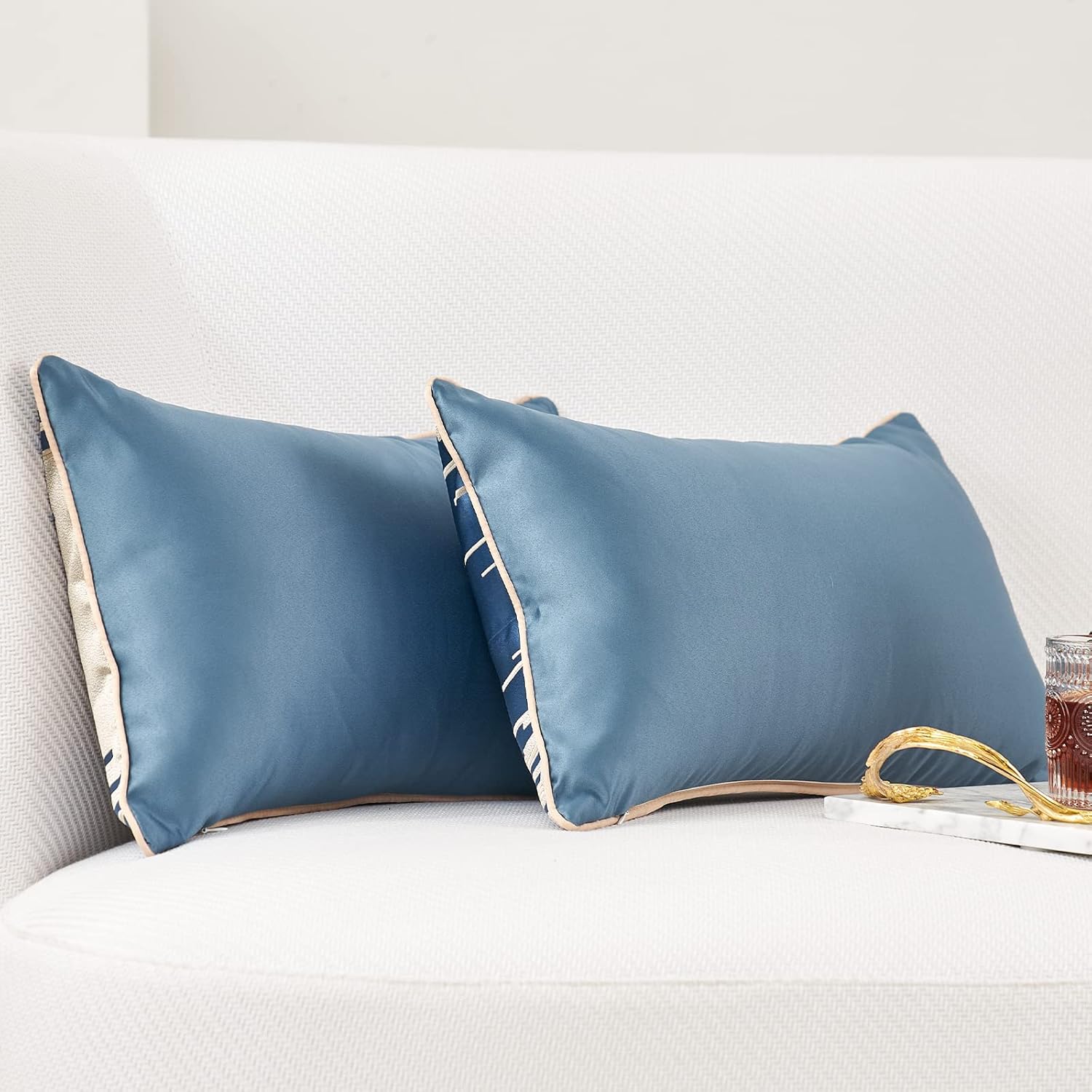 Aeckself Paquete de 2 fundas de almohada rectangulares de jacquard de alta precisión con rayas geométricas modernas, fundas decorativas para sofá,