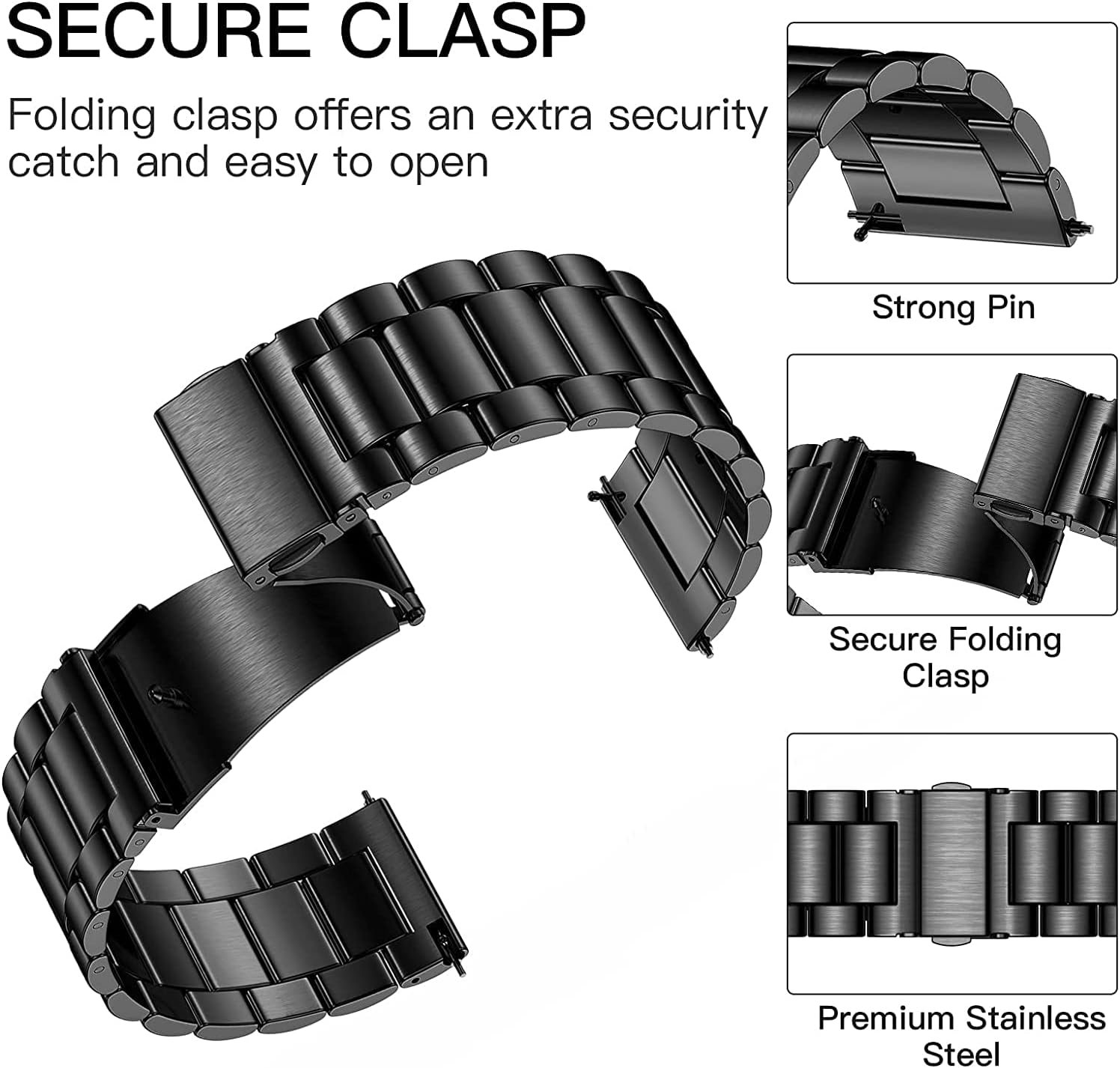 Compatible con la correa de reloj inteligente LIGE, correas de repuesto de metal de acero inoxidable de liberación rápida compatibles con reloj