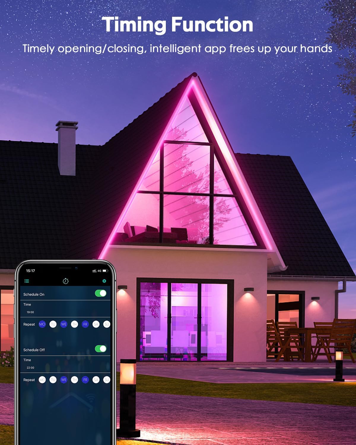 Samsion Waterpfoof – Tira de luces de neón RGB para exteriores, 115 pies, con regulador de intensidad de neón, sincronización de música, cambio de