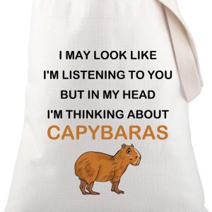 PLITI Capybara – Bolsa de viaje divertida con temática de Capybara, regalo para amantes de Capybara, con texto en inglés In My Head I’m Thinking PLITI Capybara – Bolsa de viaje divertida con temática de Capybara, regalo para amantes de Capybara, con texto en inglés In My Head I’m Thinking