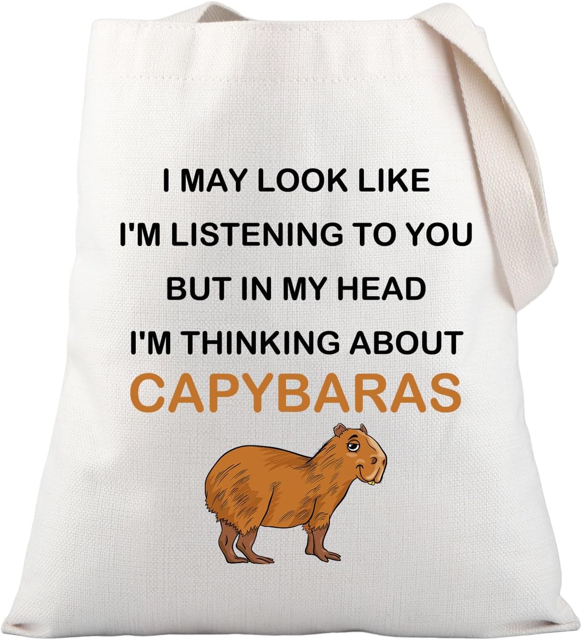 PLITI Capybara – Bolsa de viaje divertida con temática de Capybara, regalo para amantes de Capybara, con texto en inglés In My Head I’m Thinking
